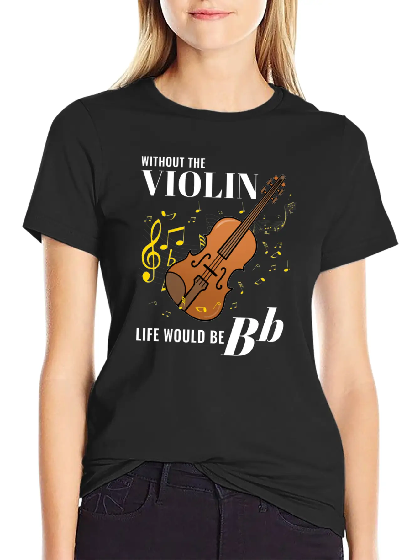 Without The Violin Life Would Be Bb For Violin Lightweight Cotton T-Shirt – Daily Comfort Graphic Shirt