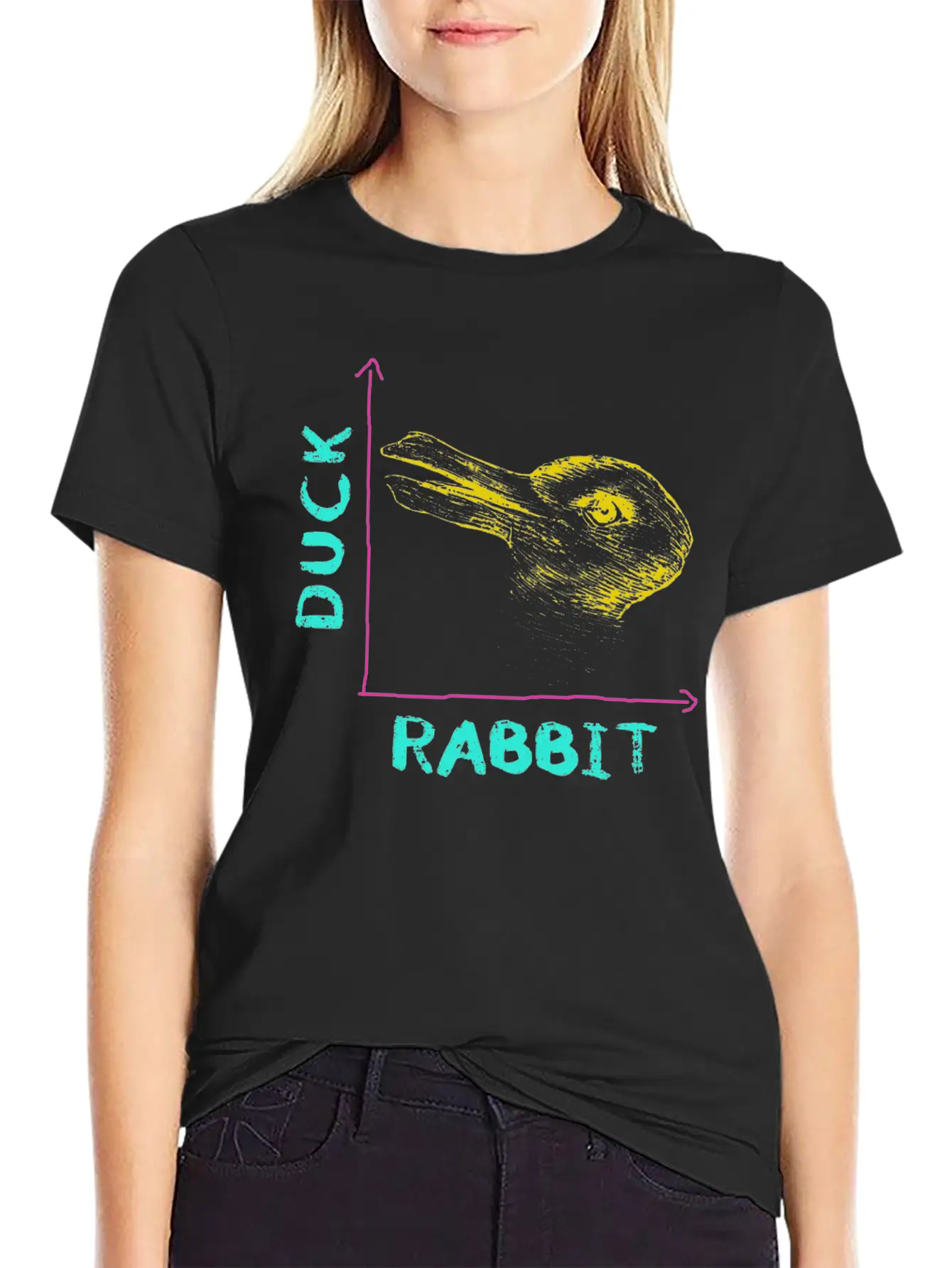 Wittgensteins Rabbit Duck Illusion Lightweight Cotton T-Shirt – Daily Comfort Graphic Shirt