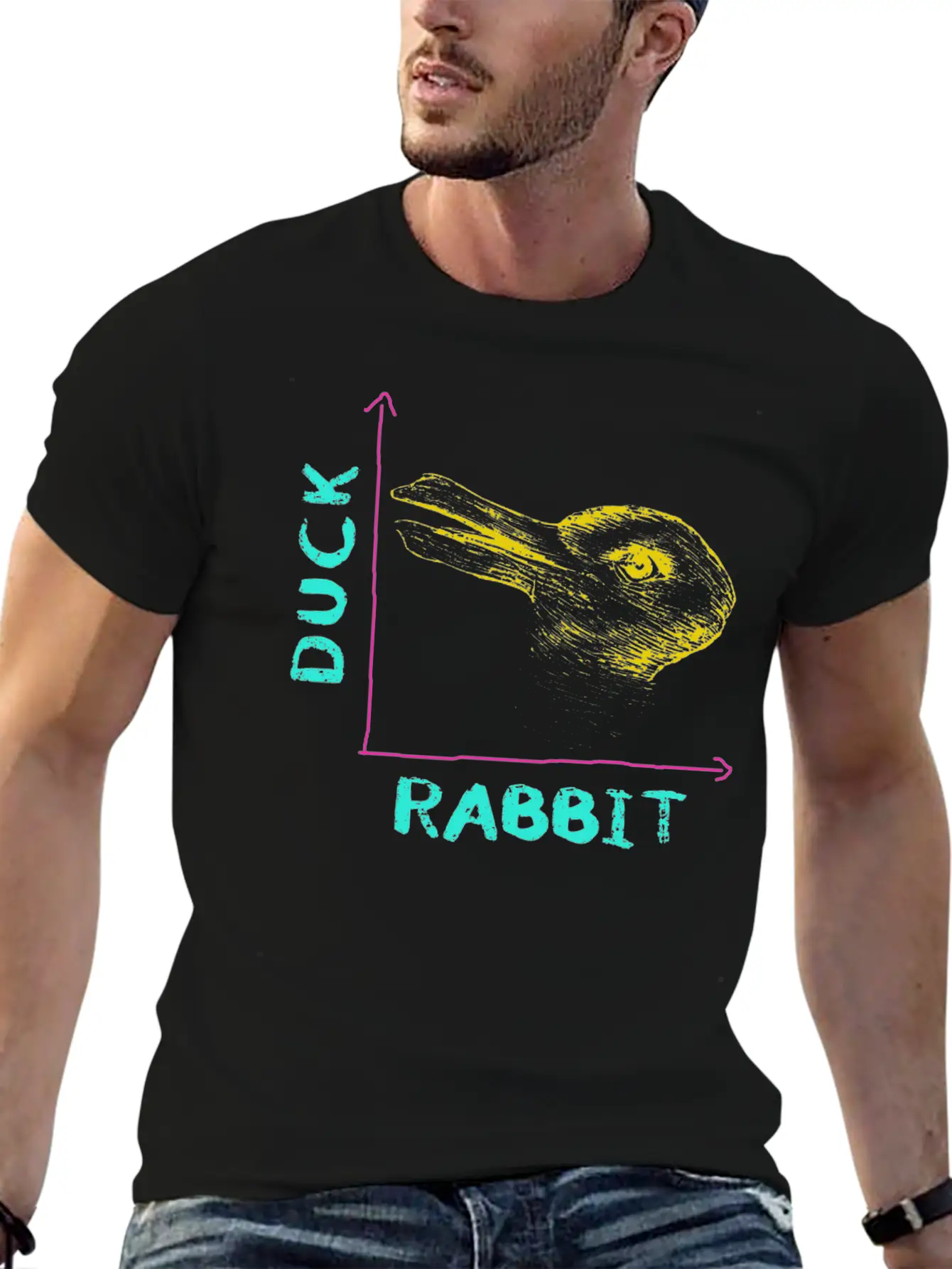 Wittgensteins Rabbit Duck Illusion Lightweight Cotton T-Shirt – Daily Comfort Graphic Shirt