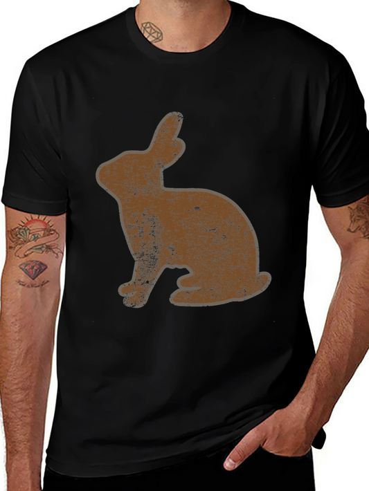 Vintage Brown Bunny Graphic Black T-Shirt