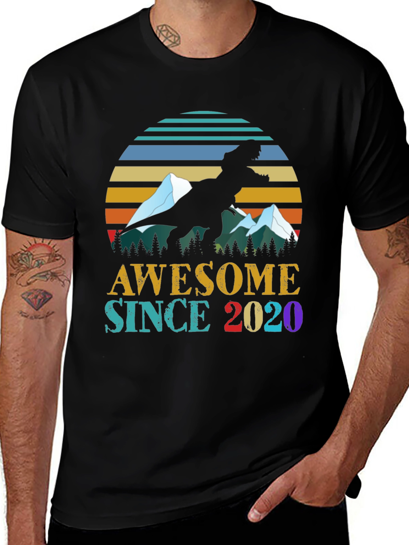 Awesome Since 2020 Dinosaur Graphic Tee