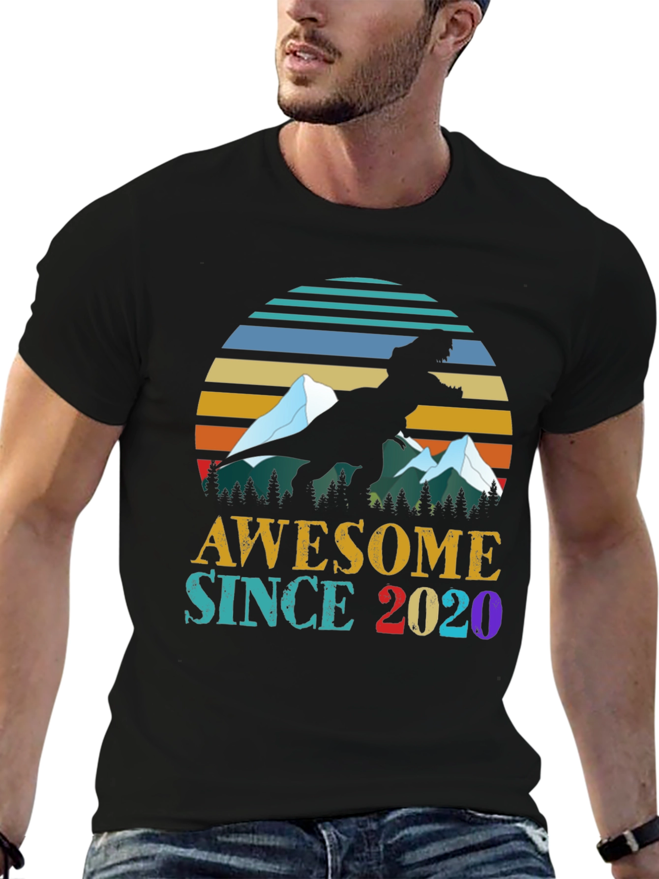 Awesome Since 2020 Dinosaur Graphic Tee
