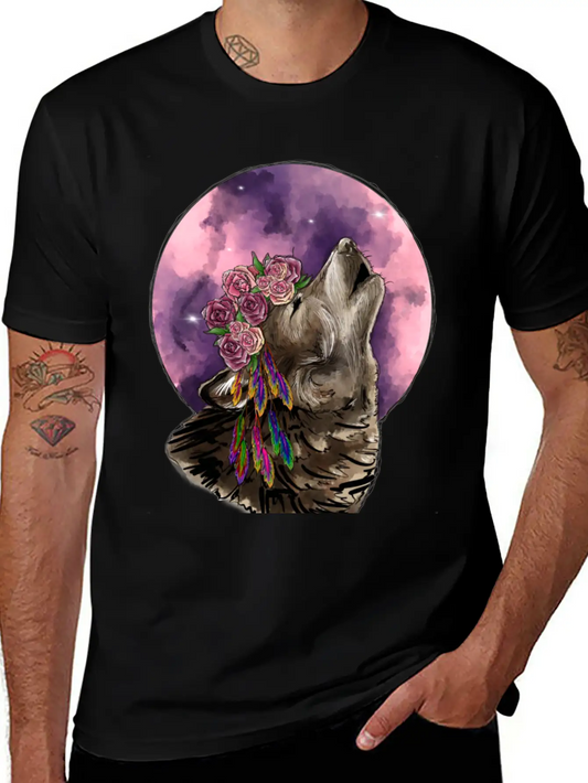 Wolf And Moon Essential Cotton Tee For Daily Outfits – Unisex Style