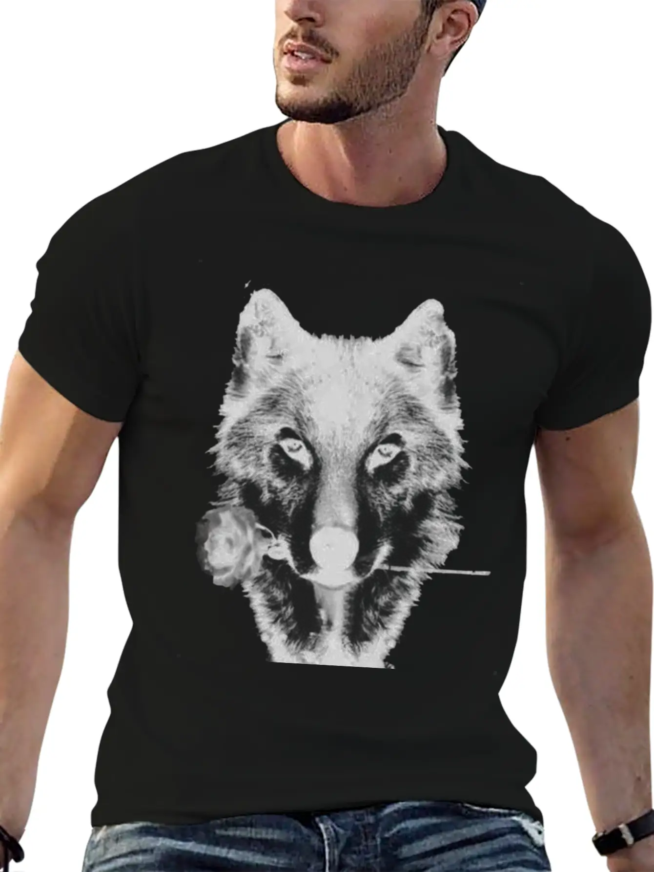 Wolf And Rose Black Unisex Casual T-Shirt – Clean Design For Daily Comfort