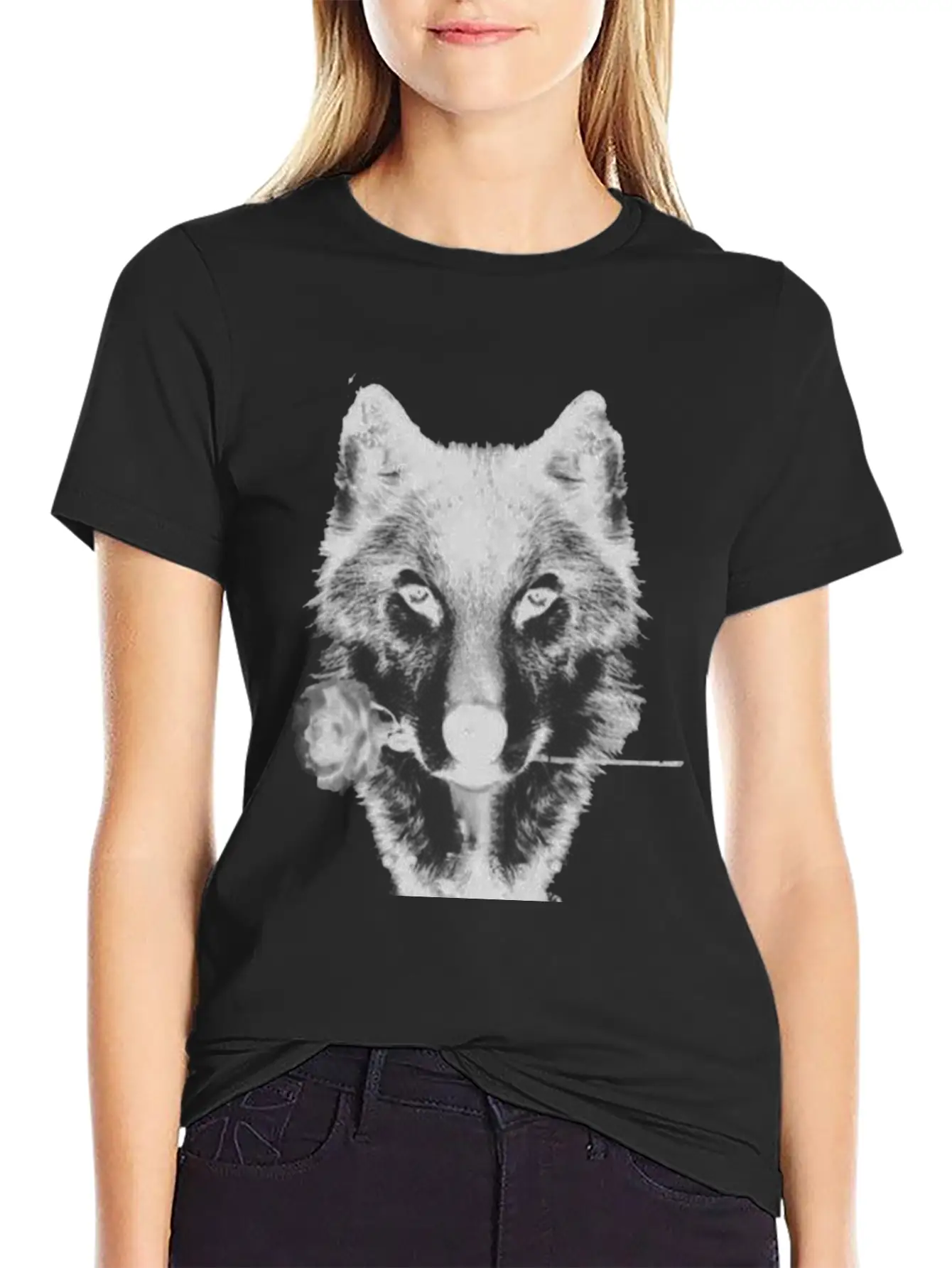 Wolf And Rose Black Unisex Casual T-Shirt – Clean Design For Daily Comfort