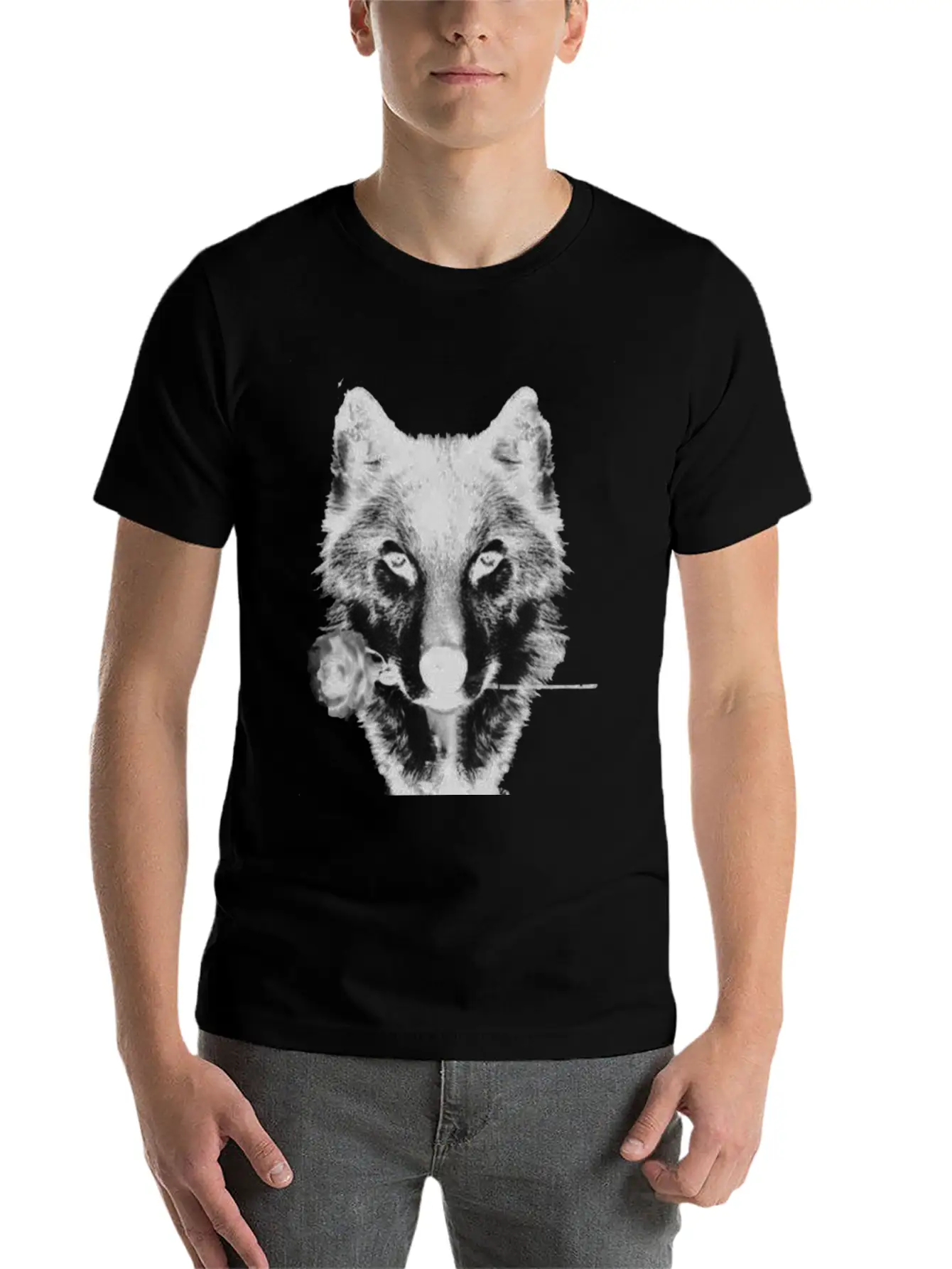 Wolf And Rose Black Unisex Casual T-Shirt – Clean Design For Daily Comfort