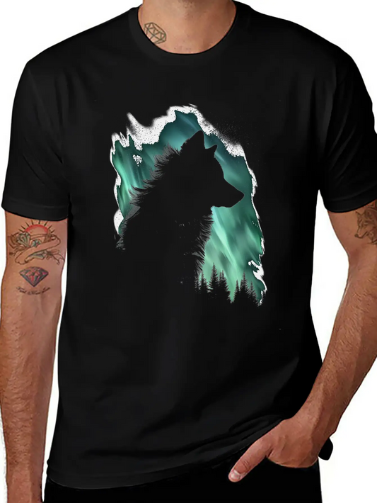 Wolf Aurora Arctic Wolf Lover Gift Classic Fit Graphic Tee For Daily Comfort – Unisex Cotton Shirt