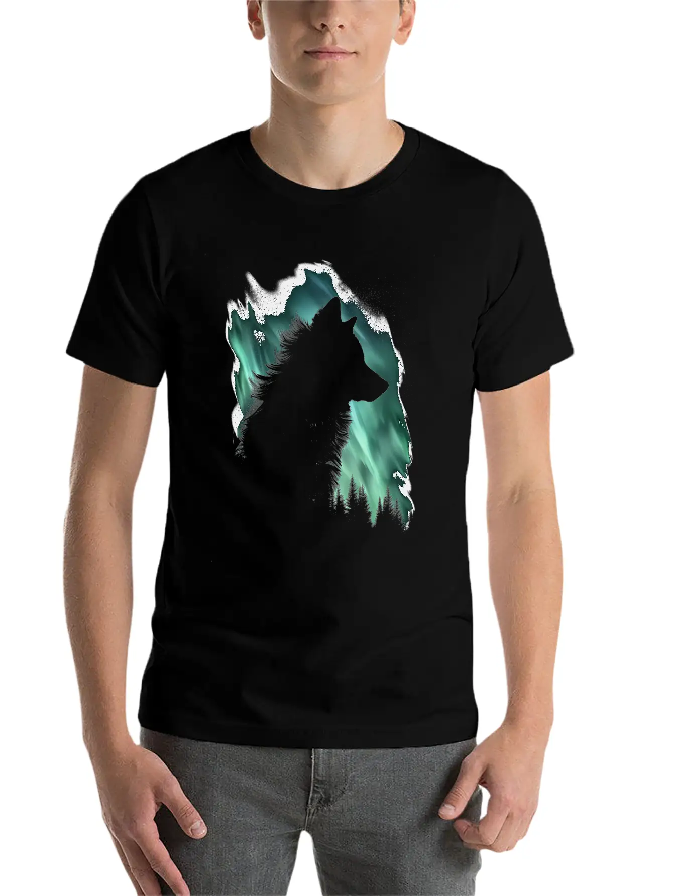Wolf Aurora Arctic Wolf Lover Gift Classic Fit Graphic Tee For Daily Comfort – Unisex Cotton Shirt