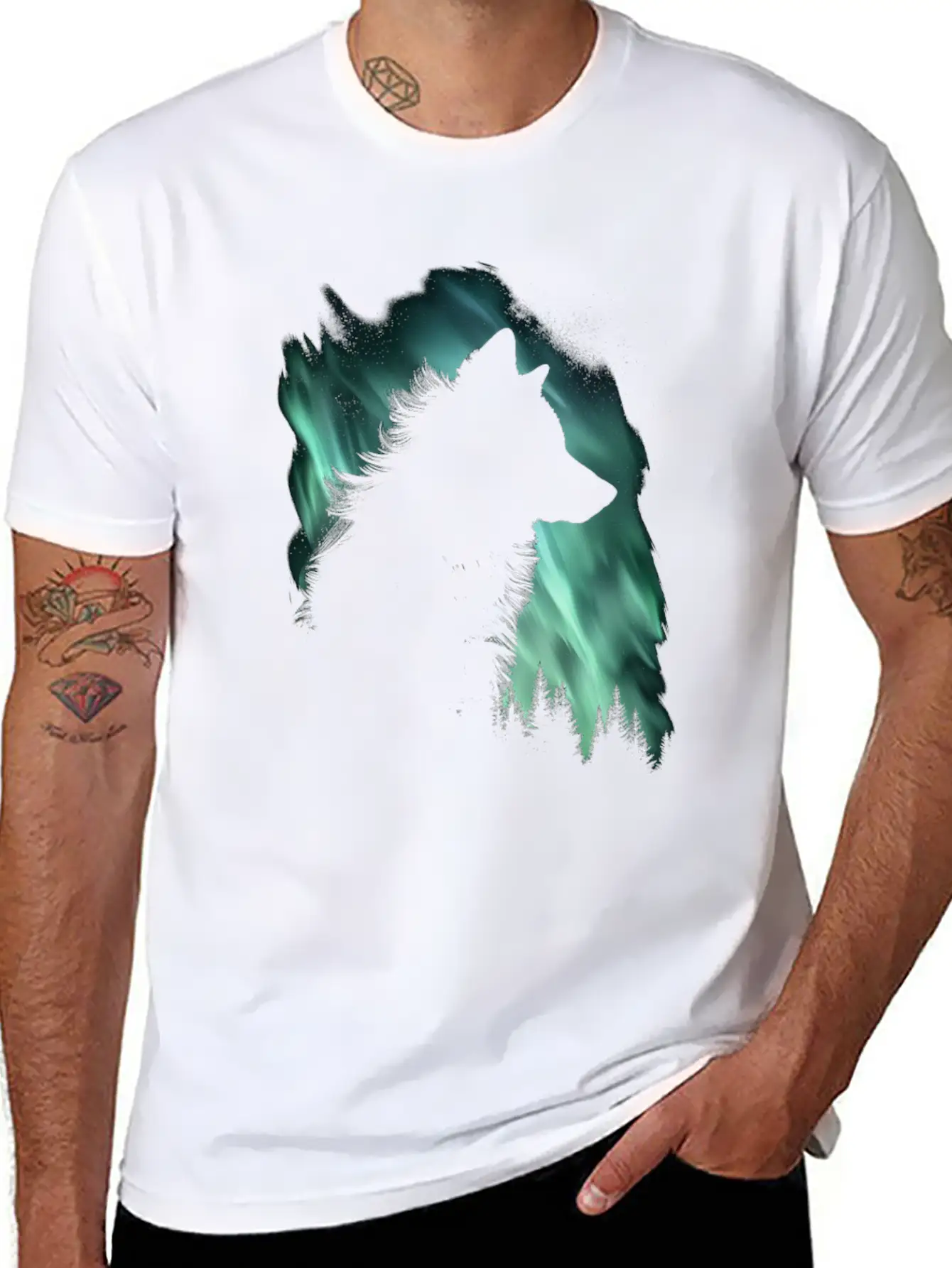 Wolf Aurora Arctic Wolf Lover Gift Classic Fit Graphic Tee For Daily Comfort – Unisex Cotton Shirt