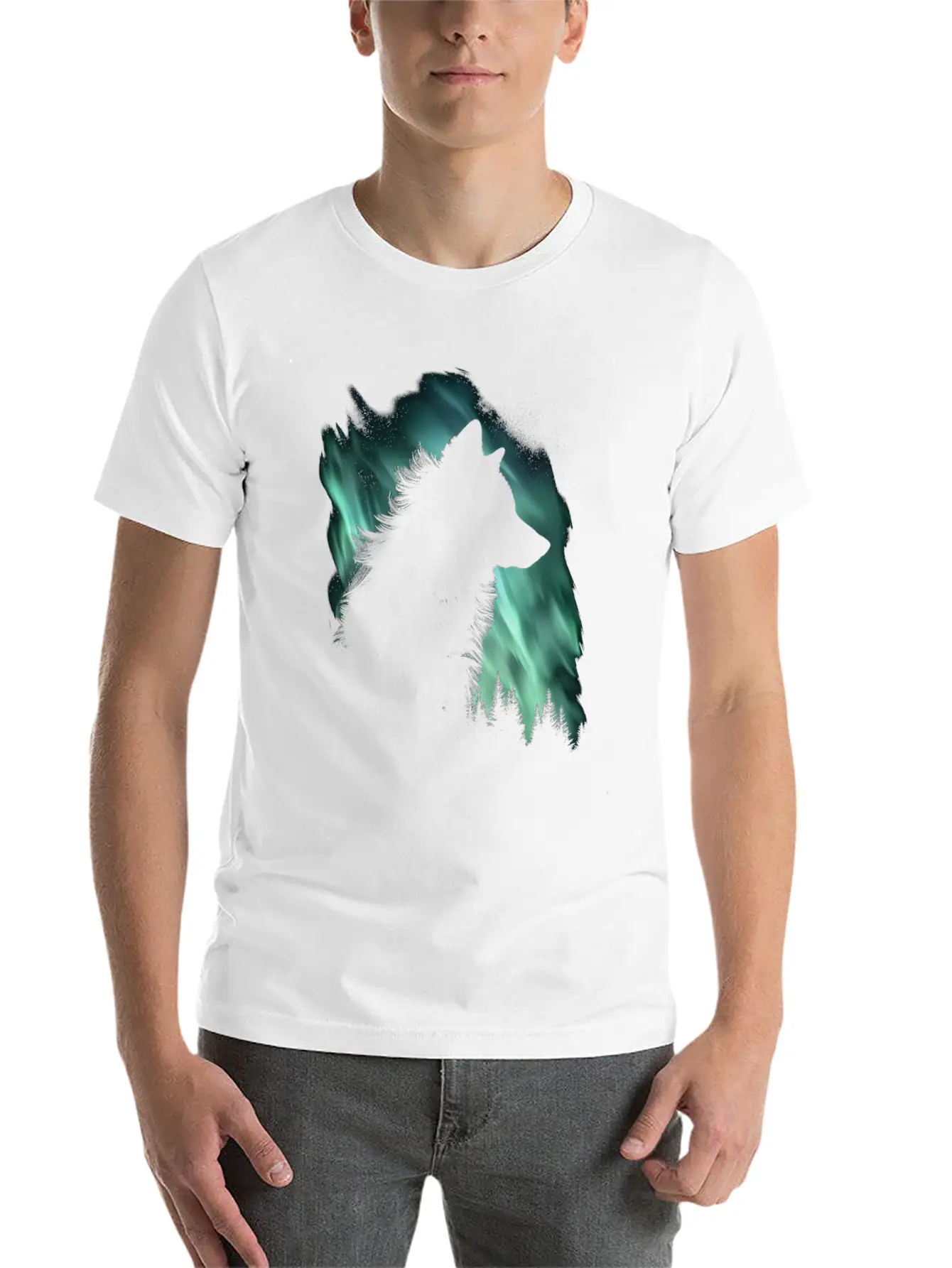 Wolf Aurora Arctic Wolf Lover Gift Classic Fit Graphic Tee For Daily Comfort – Unisex Cotton Shirt
