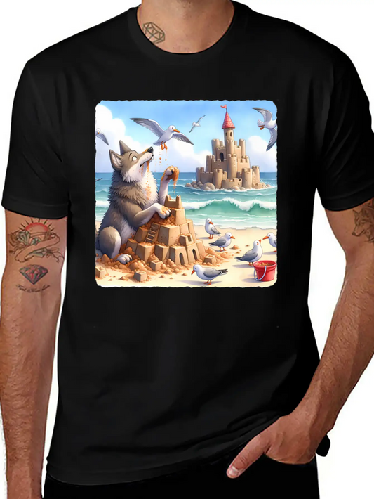 Wolf Building Sandcastle Fun Premium Lightweight Cotton T-Shirt – Daily Comfort Graphic Shirt