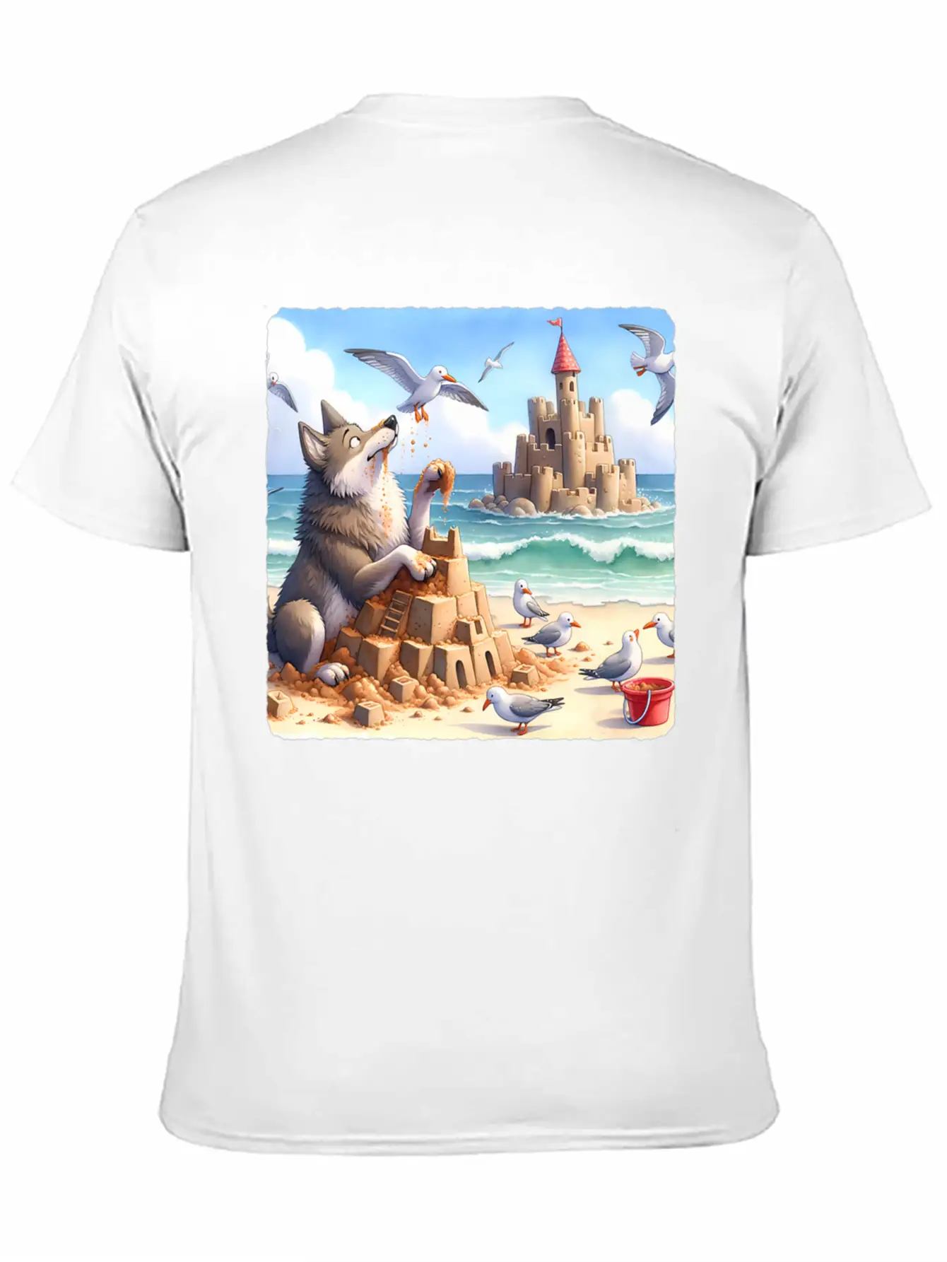 Wolf Building Sandcastle Fun Premium Lightweight Cotton T-Shirt – Daily Comfort Graphic Shirt