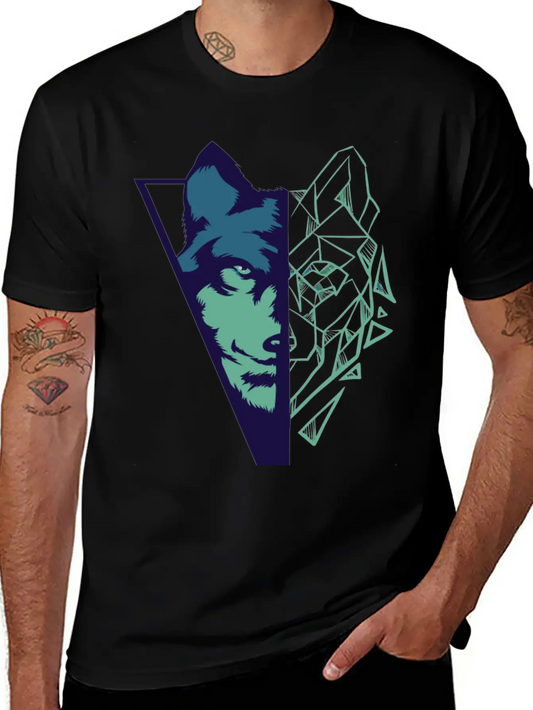 Wolf Gift Geometric Wolves HikingGift Tee Unisex Casual T-Shirt – Clean Design For Daily Comfort