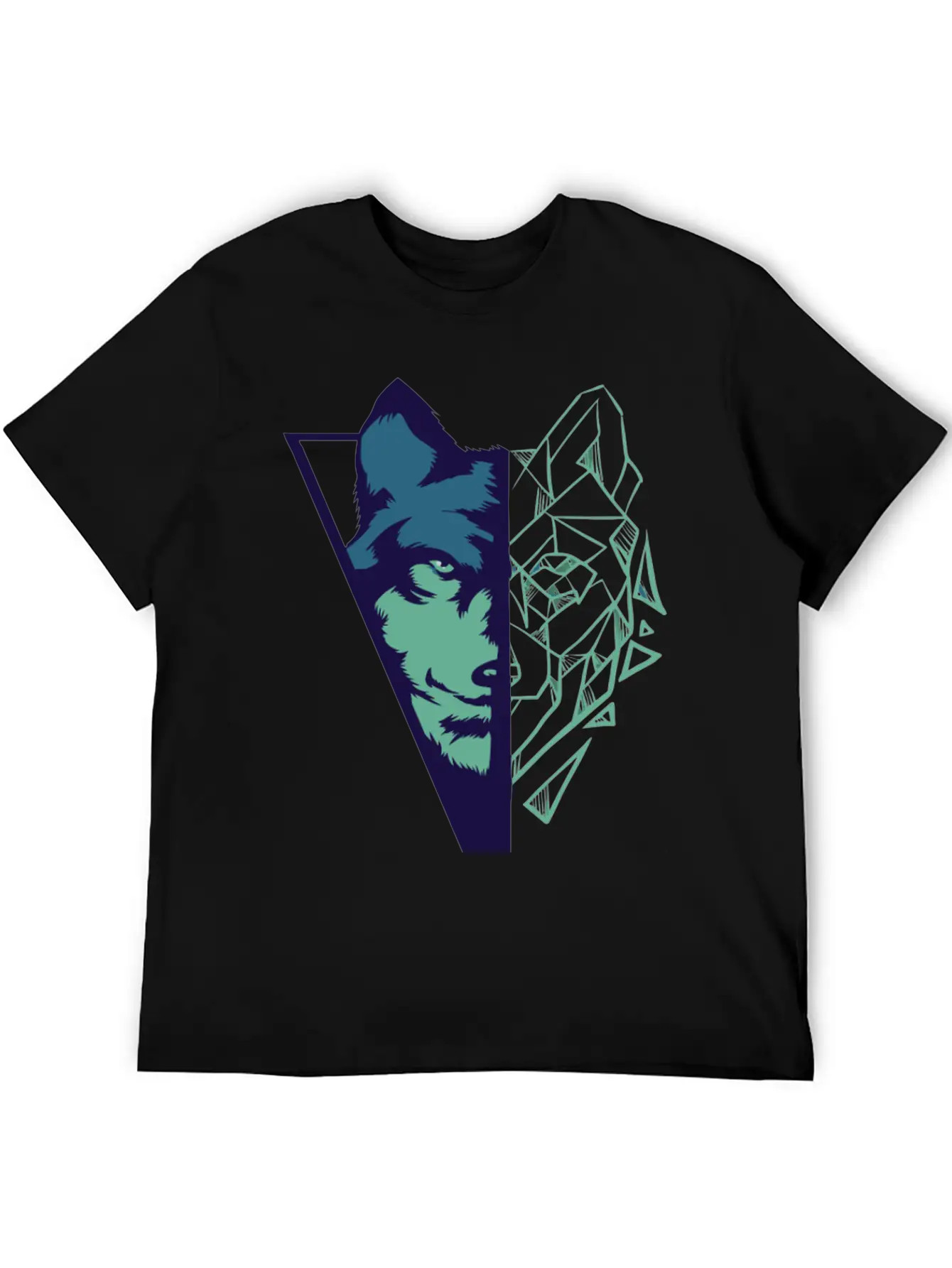 Wolf Gift Geometric Wolves HikingGift Tee Unisex Casual T-Shirt – Clean Design For Daily Comfort