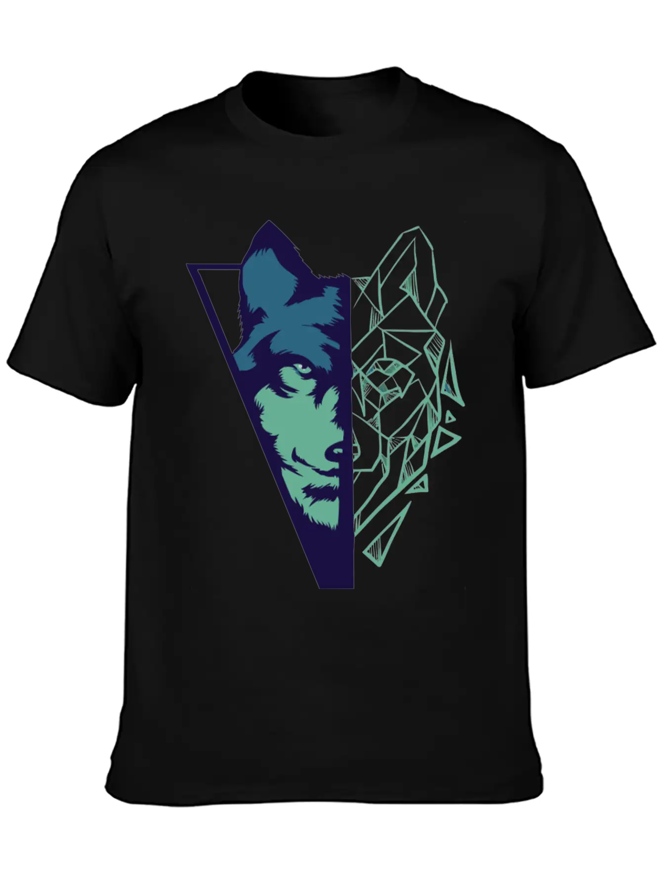 Wolf Gift Geometric Wolves HikingGift Tee Unisex Casual T-Shirt – Clean Design For Daily Comfort