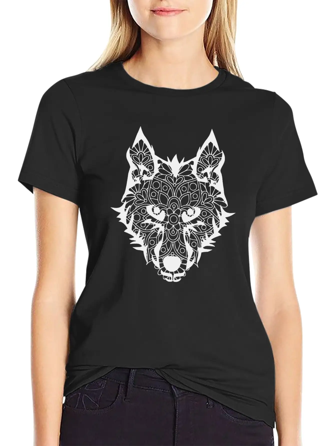 Wolf Head Mandala Wolves Howling Wild Animal Gift Unisex Casual T-Shirt – Clean Design For Daily Comfort