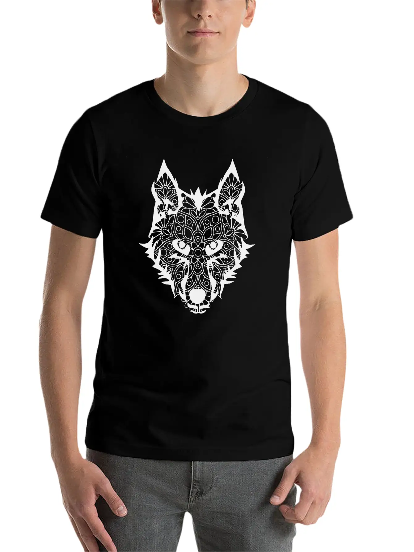 Wolf Head Mandala Wolves Howling Wild Animal Gift Unisex Casual T-Shirt – Clean Design For Daily Comfort