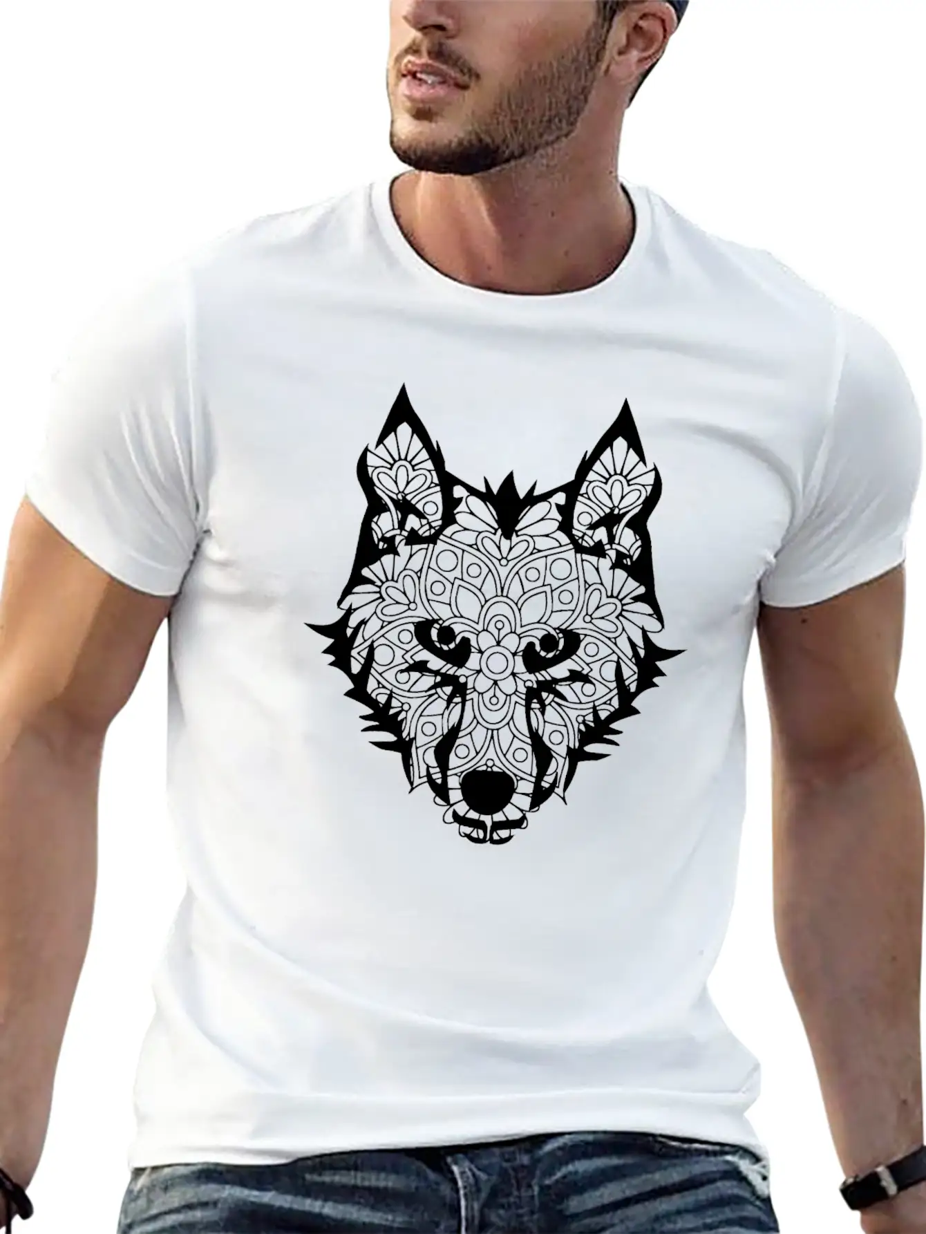 Wolf Head Mandala Wolves Howling Wild Animal Gift Unisex Casual T-Shirt – Clean Design For Daily Comfort