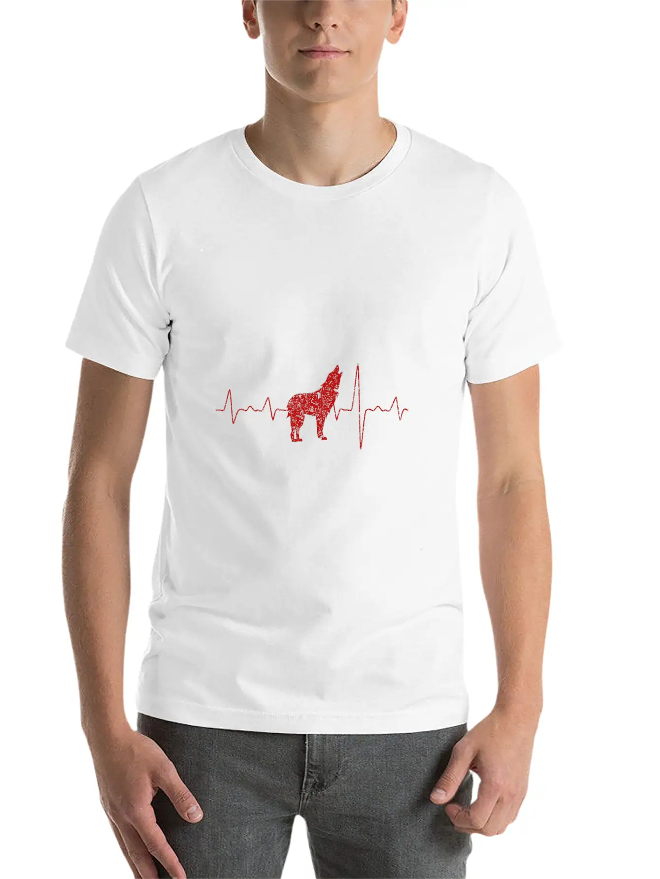 Wolf Hearbeat Simple Animals Gift Ideas Modern Fit Casual T-Shirt ��� Clean And Versatile Design