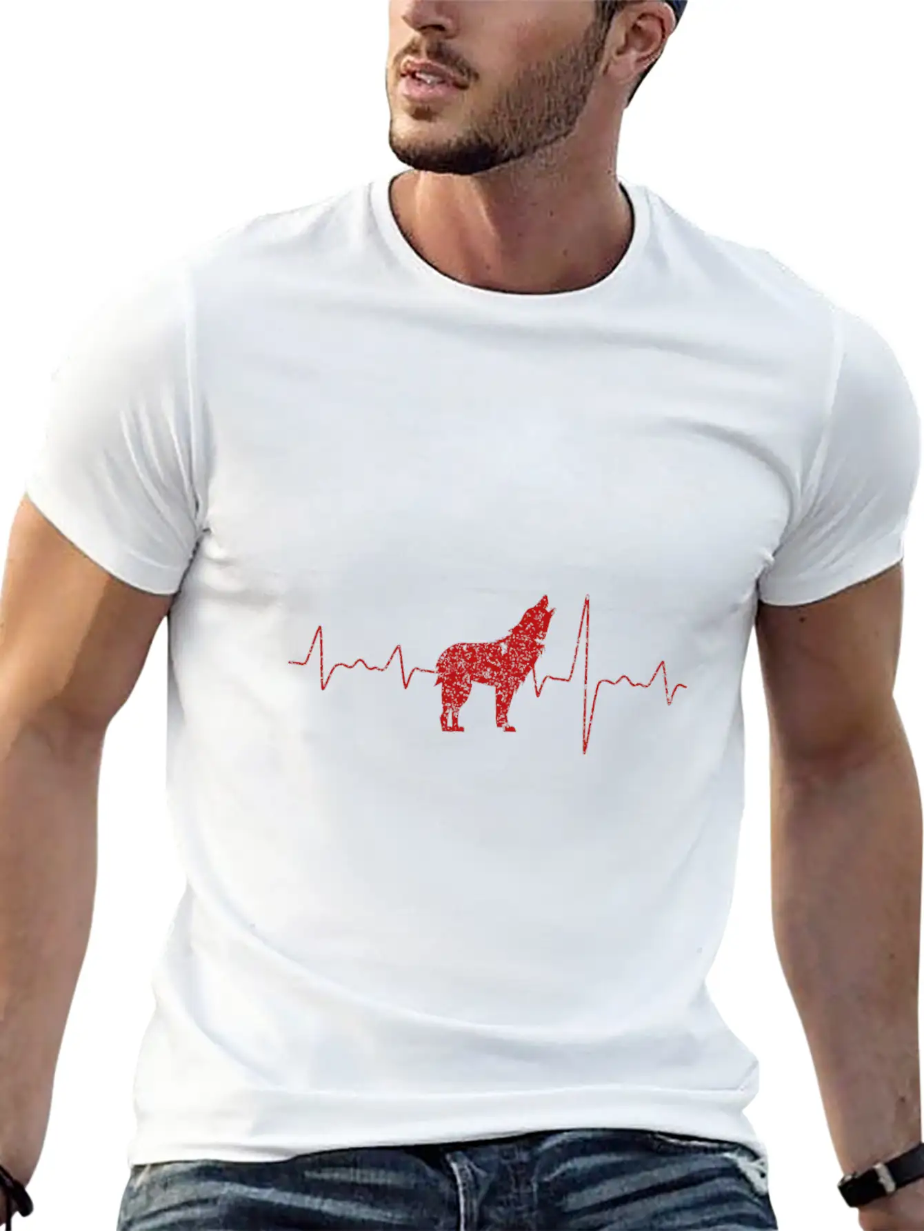 Wolf Hearbeat Simple Animals Gift Ideas Modern Fit Casual T-Shirt ��� Clean And Versatile Design