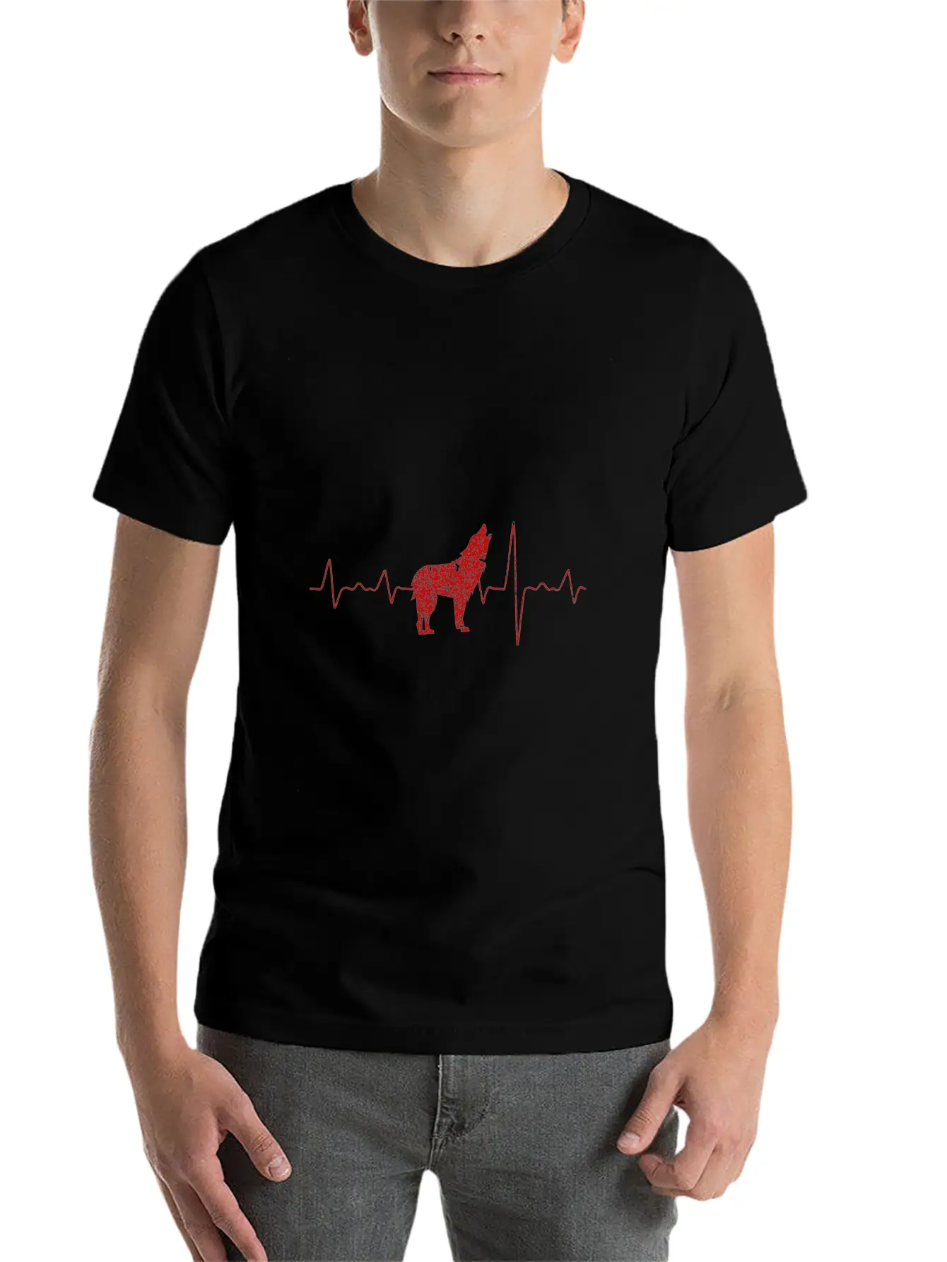 Wolf Hearbeat Simple Animals Gift Ideas Modern Fit Casual T-Shirt ��� Clean And Versatile Design