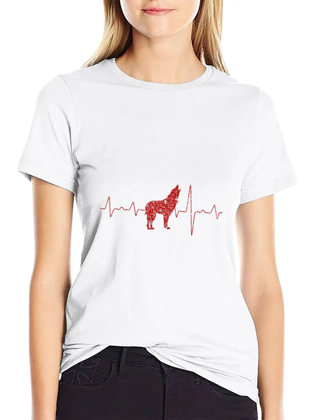 Wolf Hearbeat Simple Animals Gift Ideas Modern Fit Casual T-Shirt ��� Clean And Versatile Design