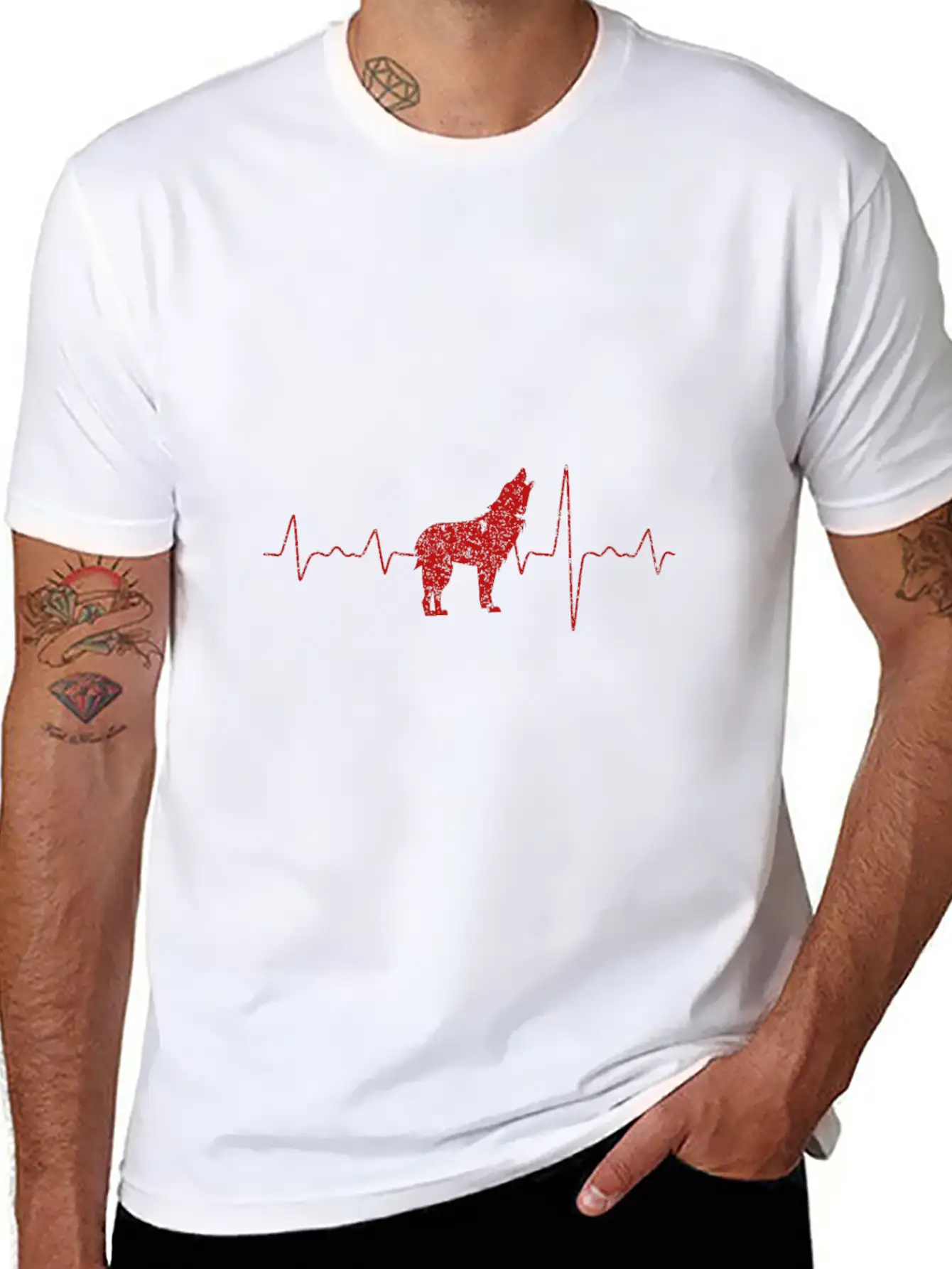 Wolf Hearbeat Simple Animals Gift Ideas Modern Fit Casual T-Shirt ��� Clean And Versatile Design