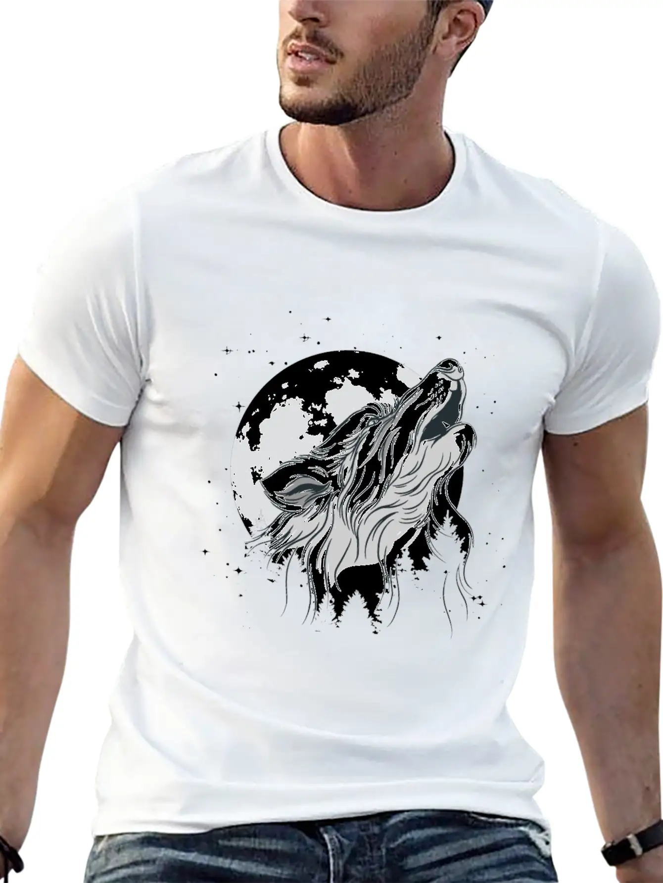 Wolf In Moon Light Werewolf Wolves Modern Fit Casual T-Shirt – Clean And Versatile Design