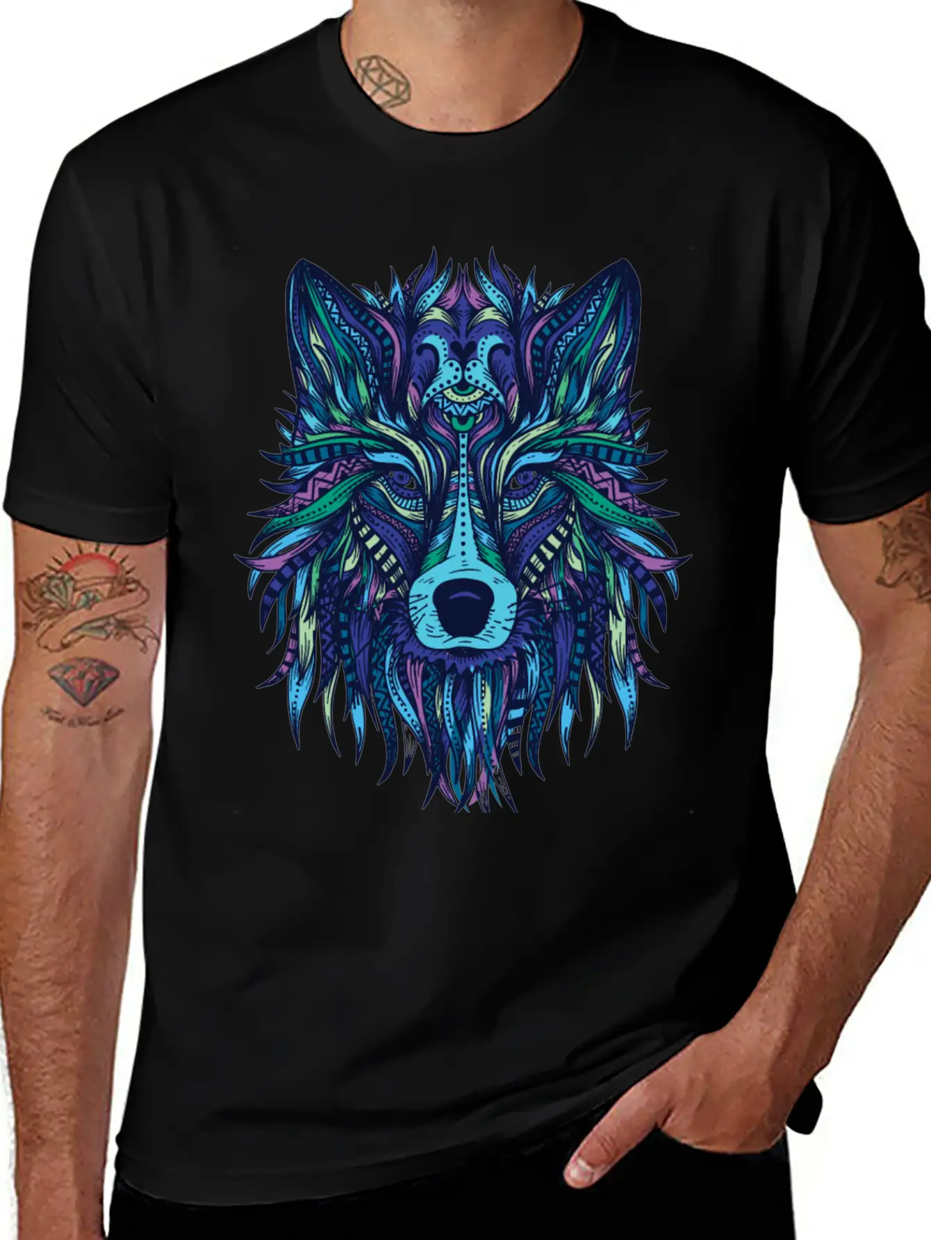 Wolf Mandala Modern Fit Casual T-Shirt – Clean And Versatile Design