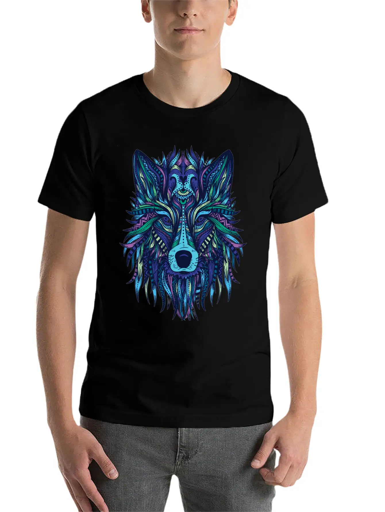 Wolf Mandala Modern Fit Casual T-Shirt – Clean And Versatile Design