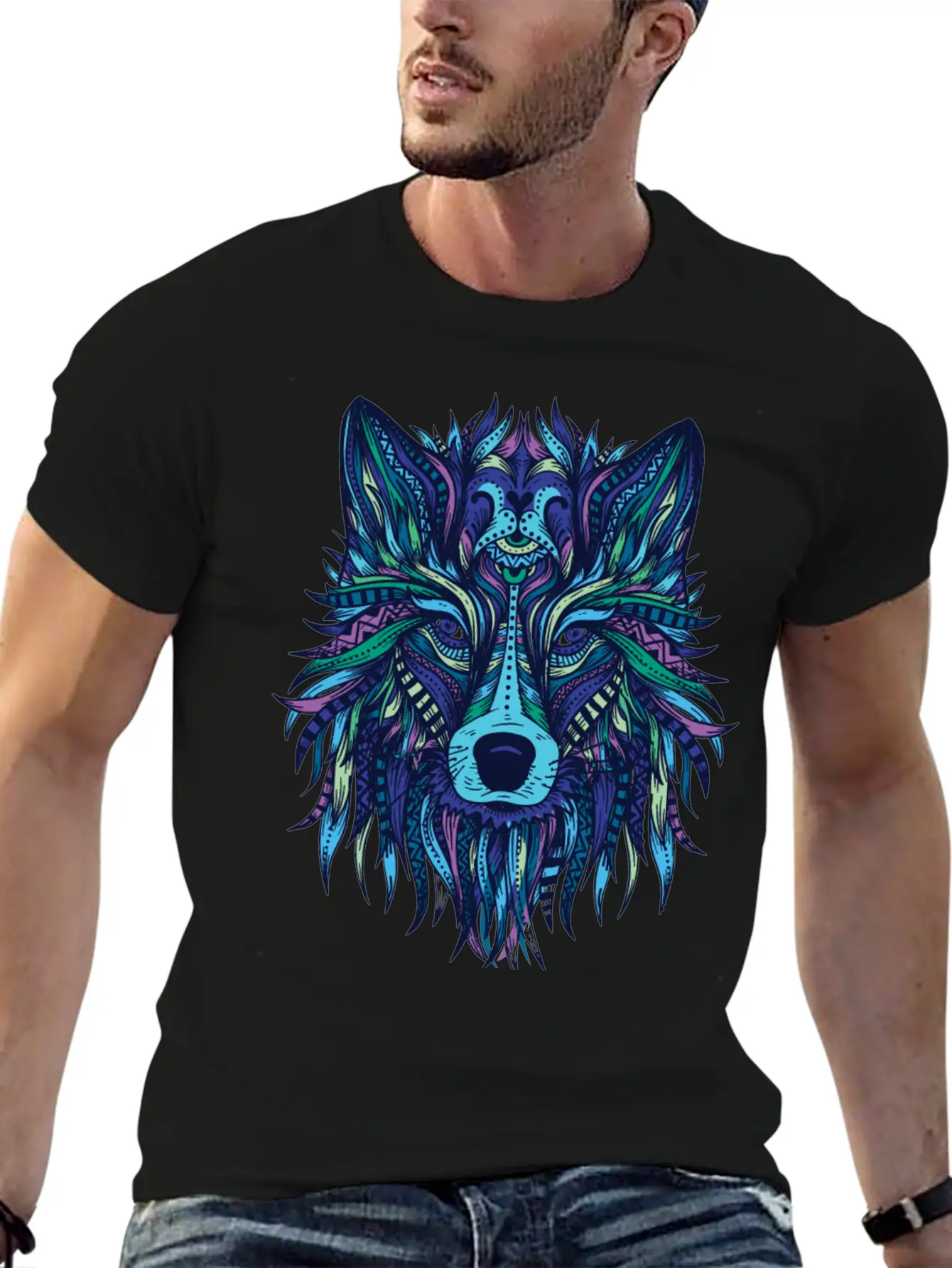 Wolf Mandala Modern Fit Casual T-Shirt – Clean And Versatile Design