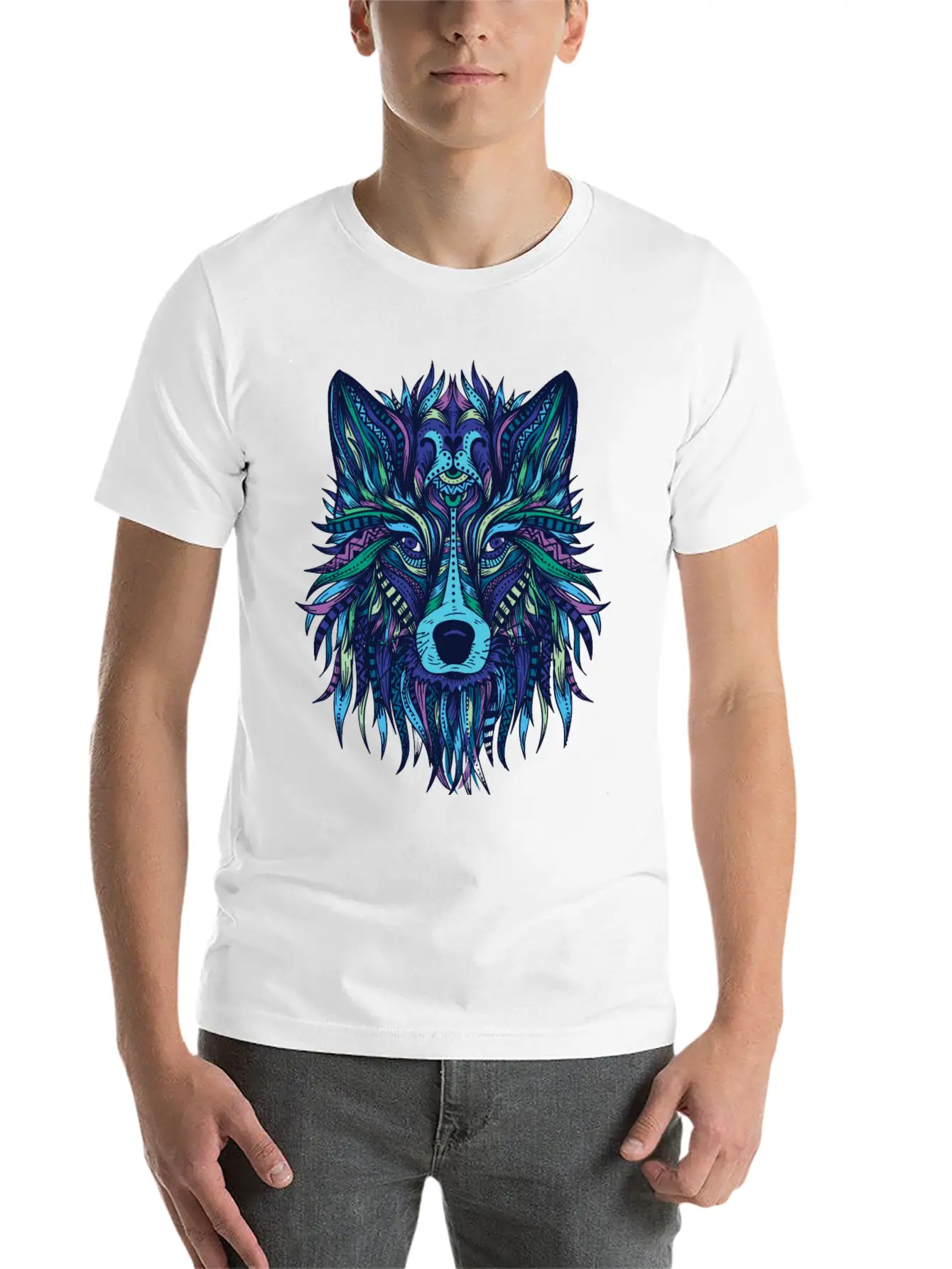 Wolf Mandala Modern Fit Casual T-Shirt – Clean And Versatile Design