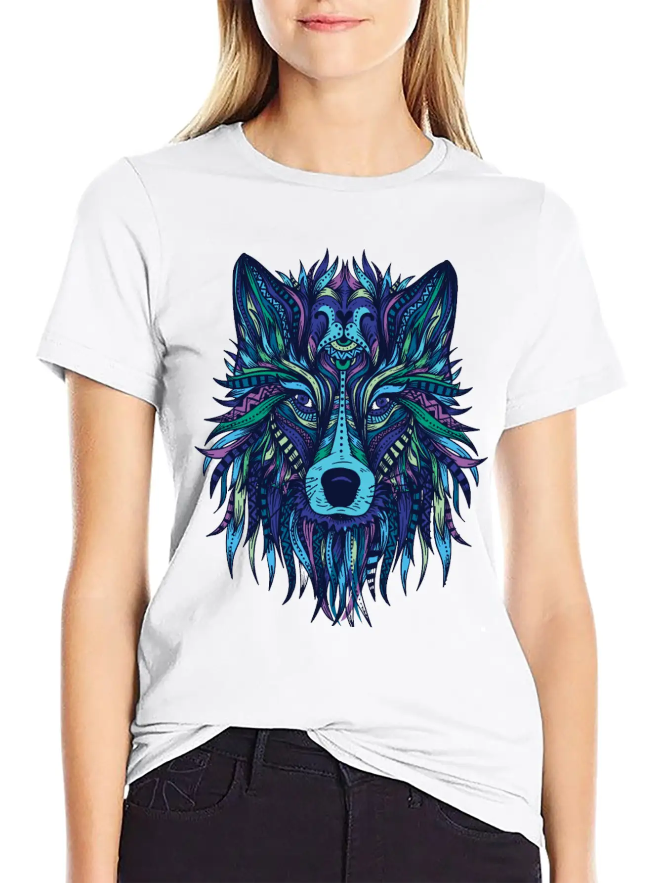 Wolf Mandala Modern Fit Casual T-Shirt – Clean And Versatile Design