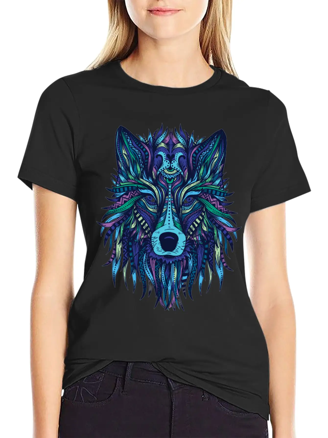Wolf Mandala Modern Fit Casual T-Shirt – Clean And Versatile Design