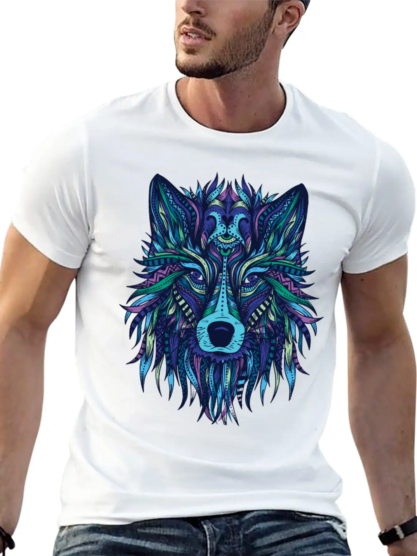Wolf Mandala Modern Fit Casual T-Shirt – Clean And Versatile Design