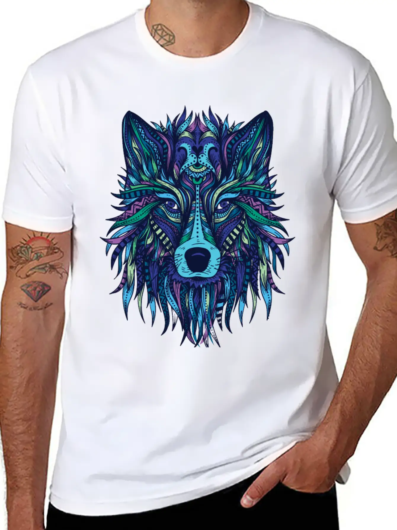 Wolf Mandala Modern Fit Casual T-Shirt – Clean And Versatile Design