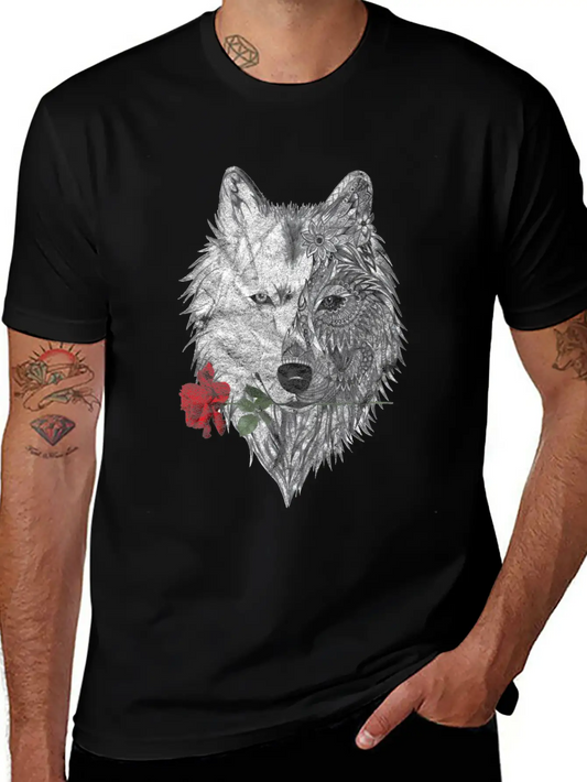 Wolf Mandala Rose Canis Lupus Modern Fit Casual T-Shirt – Clean And Versatile Design