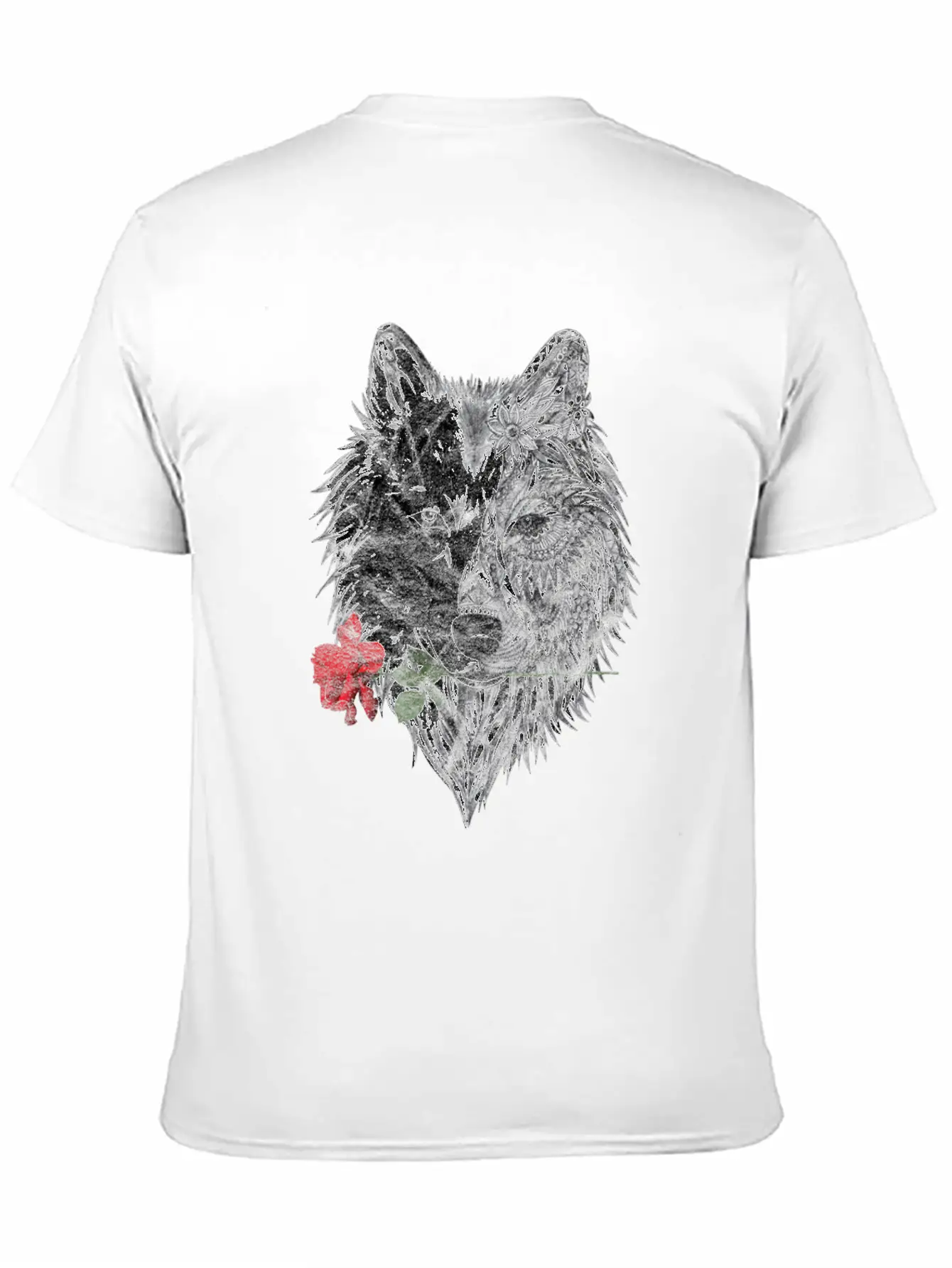 Wolf Mandala Rose Canis Lupus Modern Fit Casual T-Shirt – Clean And Versatile Design