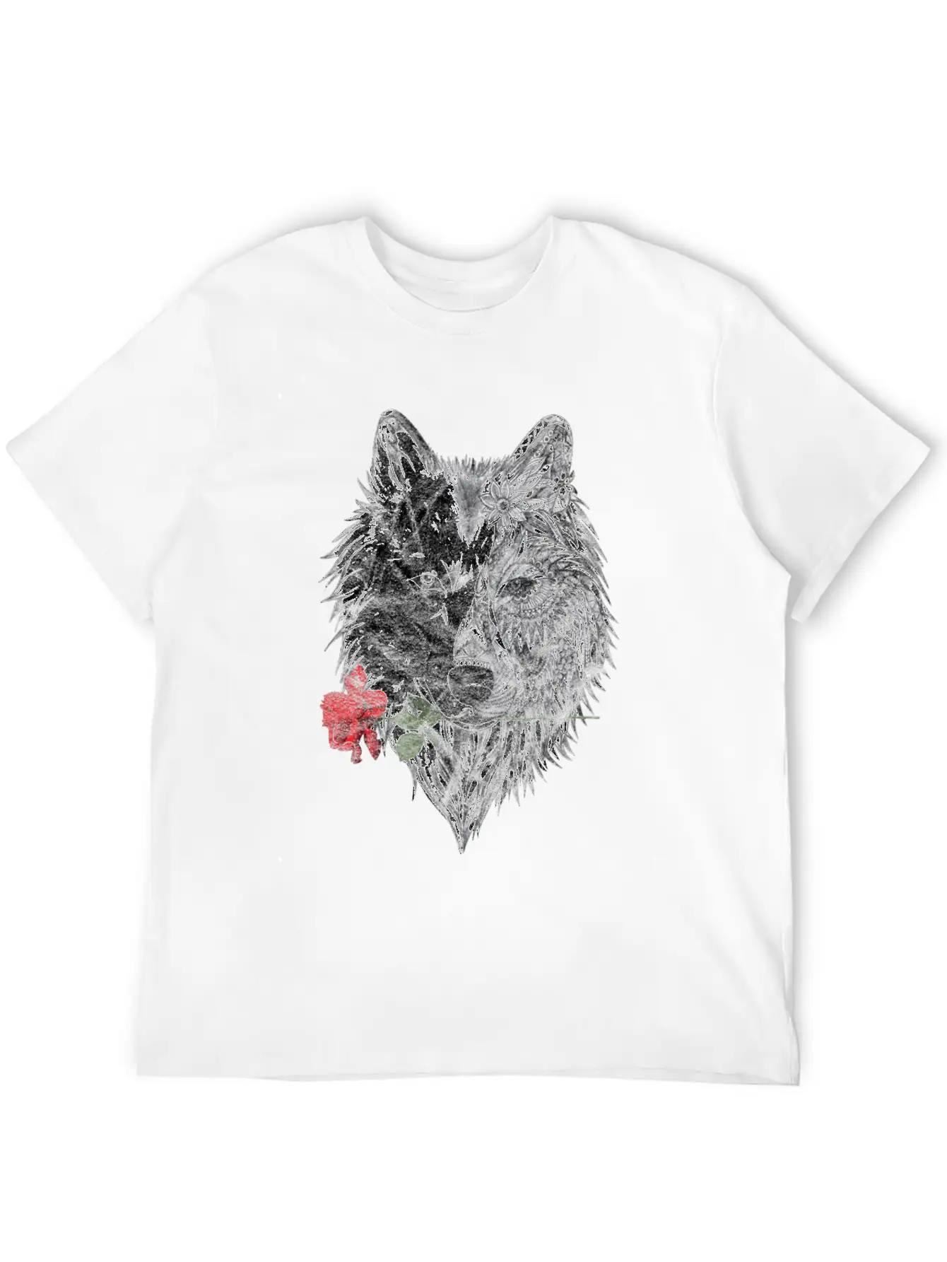 Wolf Mandala Rose Canis Lupus Modern Fit Casual T-Shirt – Clean And Versatile Design