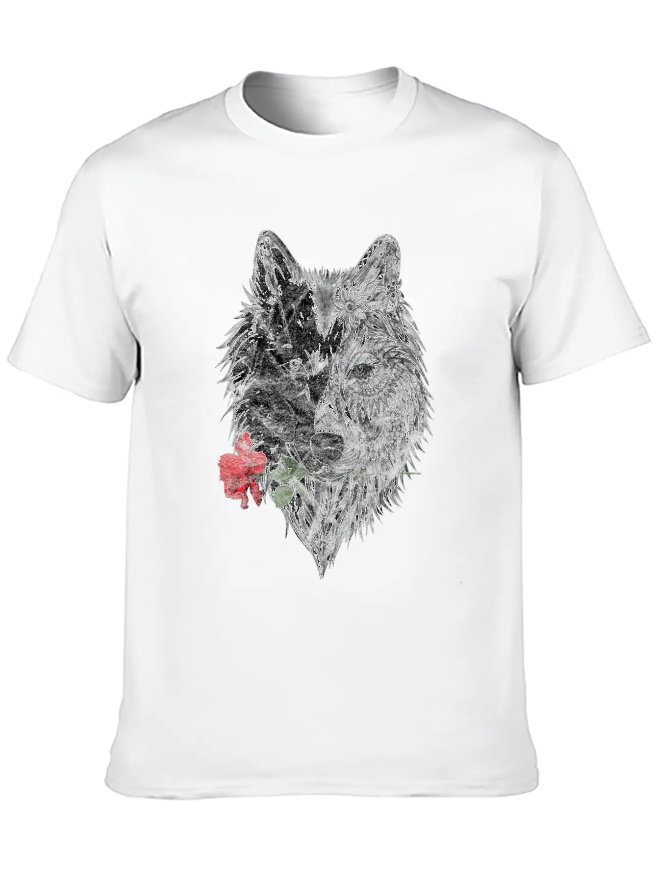 Wolf Mandala Rose Canis Lupus Modern Fit Casual T-Shirt – Clean And Versatile Design