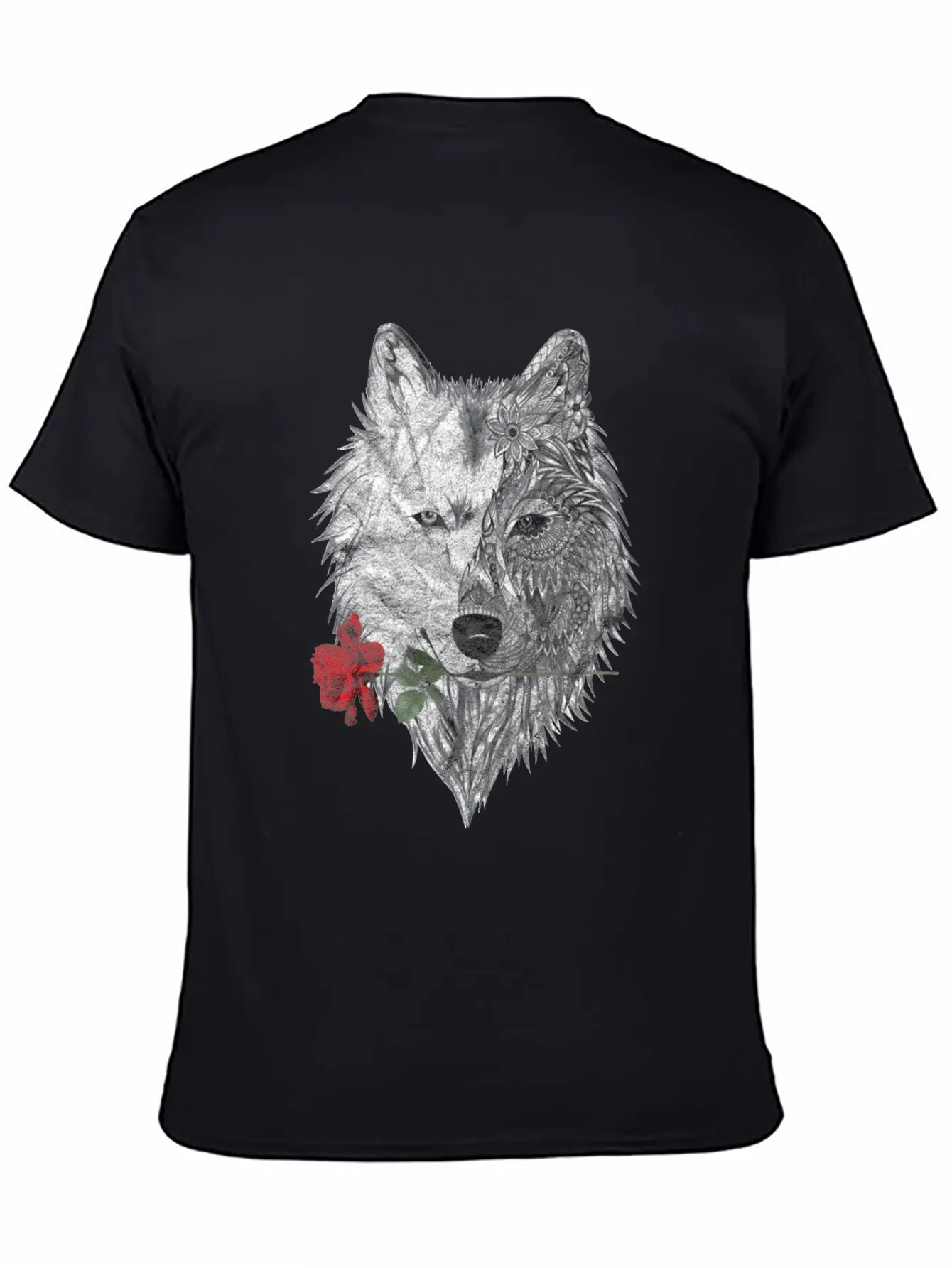 Wolf Mandala Rose Canis Lupus Modern Fit Casual T-Shirt – Clean And Versatile Design