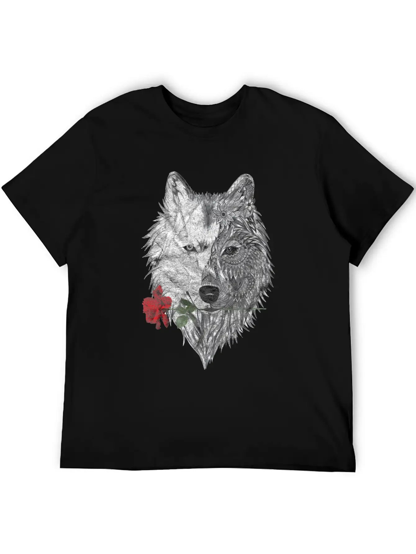 Wolf Mandala Rose Canis Lupus Modern Fit Casual T-Shirt – Clean And Versatile Design