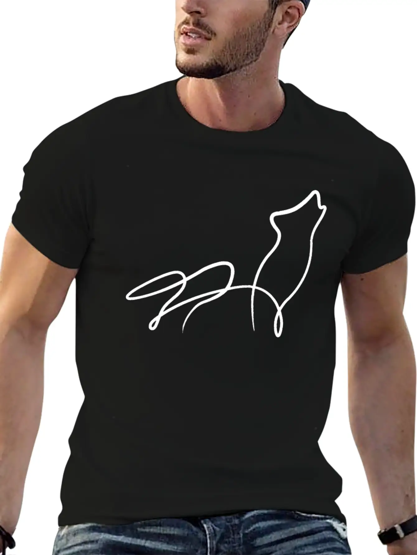 Wolf Minimal Line Animal Pack Dog Gift Basic Graphic T-Shirt – Daily Comfort In Soft Cotton
