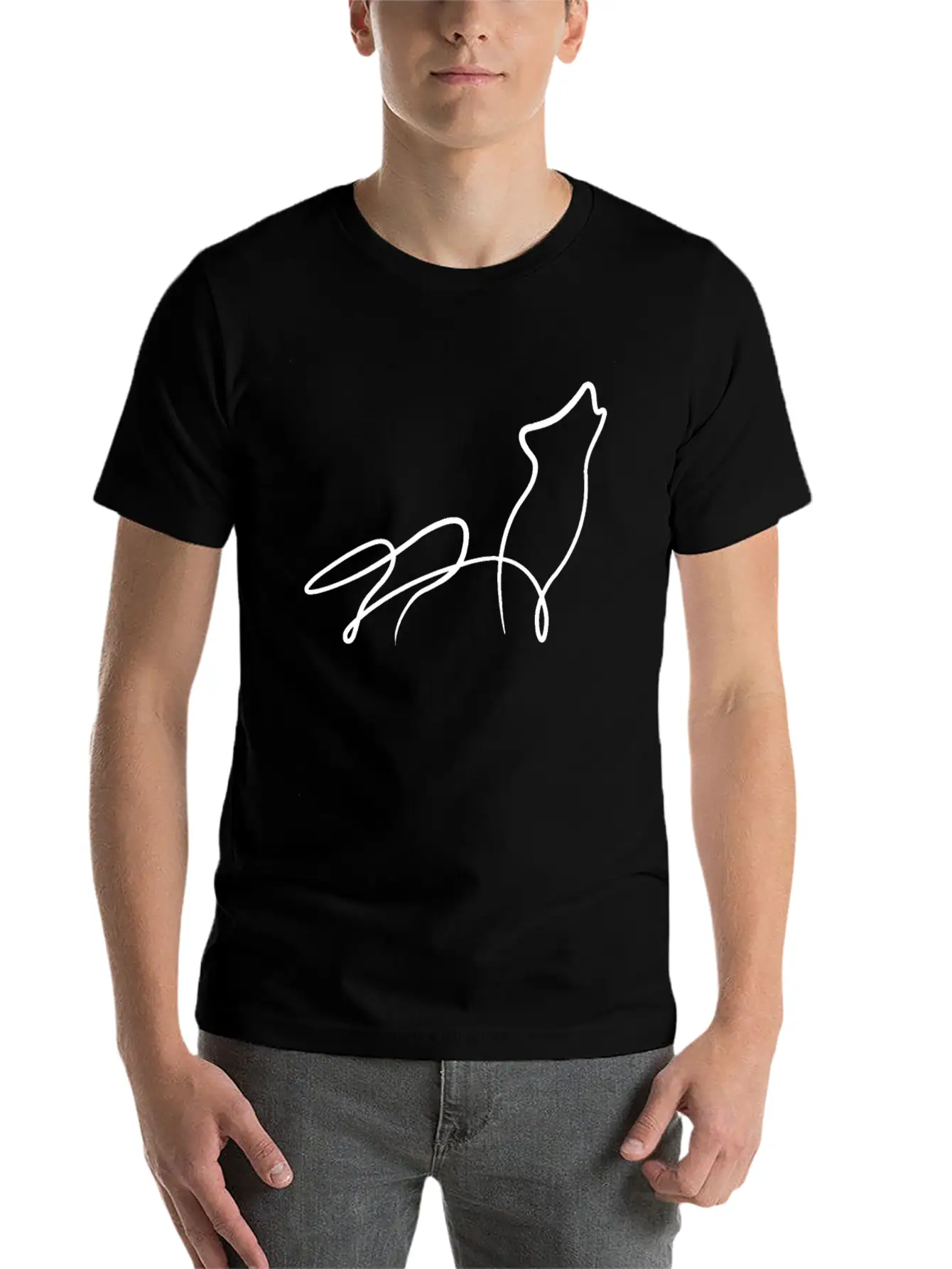 Wolf Minimal Line Animal Pack Dog Gift Basic Graphic T-Shirt – Daily Comfort In Soft Cotton