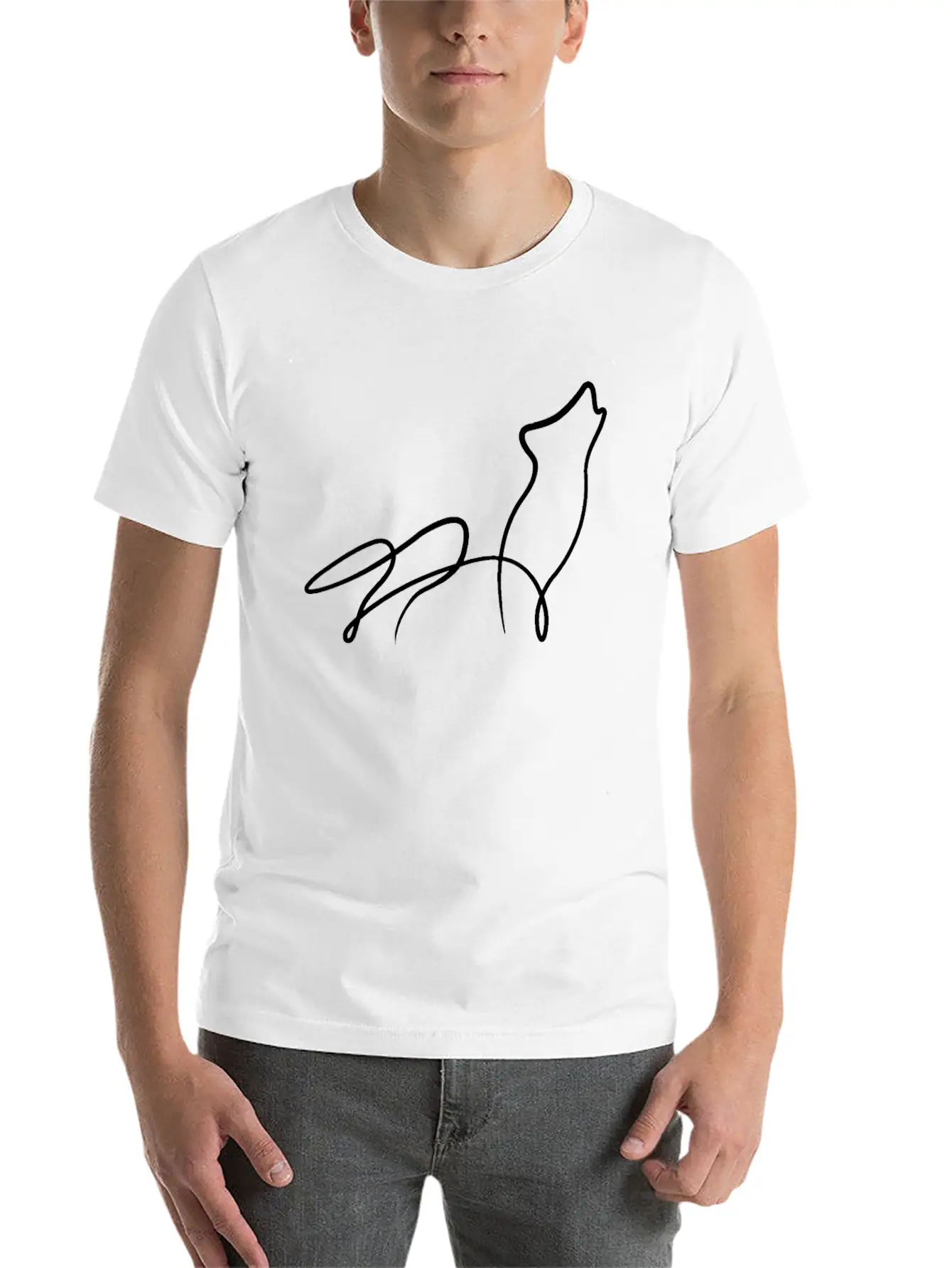 Wolf Minimal Line Animal Pack Dog Gift Basic Graphic T-Shirt – Daily Comfort In Soft Cotton