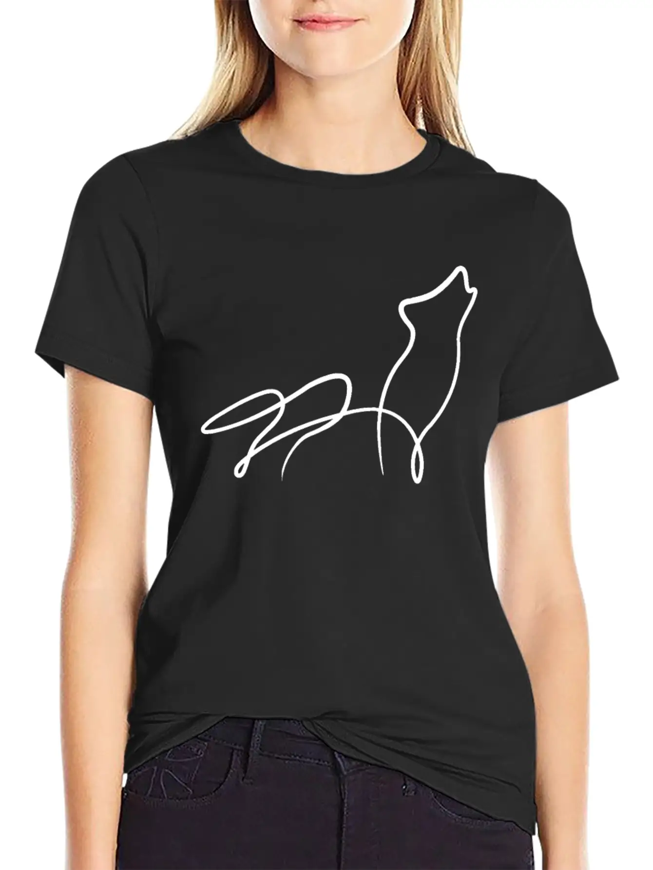 Wolf Minimal Line Animal Pack Dog Gift Basic Graphic T-Shirt – Daily Comfort In Soft Cotton