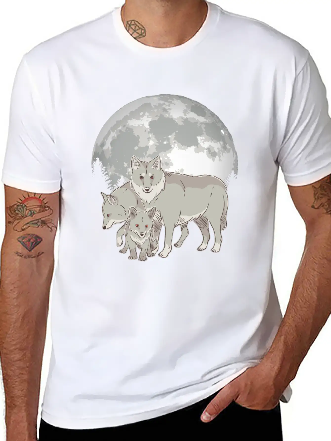 Wolf Pack Full Moon Stylish Everyday T-Shirt – Unisex Basic Cotton Tee
