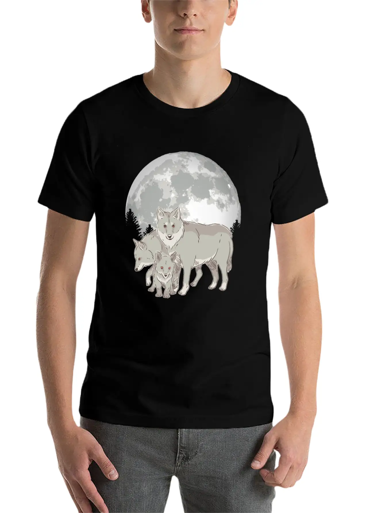 Wolf Pack Full Moon Stylish Everyday T-Shirt – Unisex Basic Cotton Tee