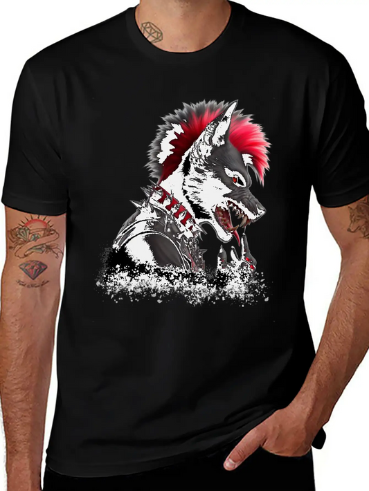 Wolf Punk RED Basic Graphic T-Shirt – Daily Comfort In Soft Cotton