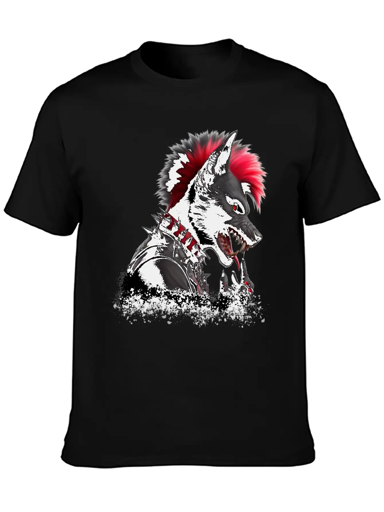 Wolf Punk RED Basic Graphic T-Shirt – Daily Comfort In Soft Cotton